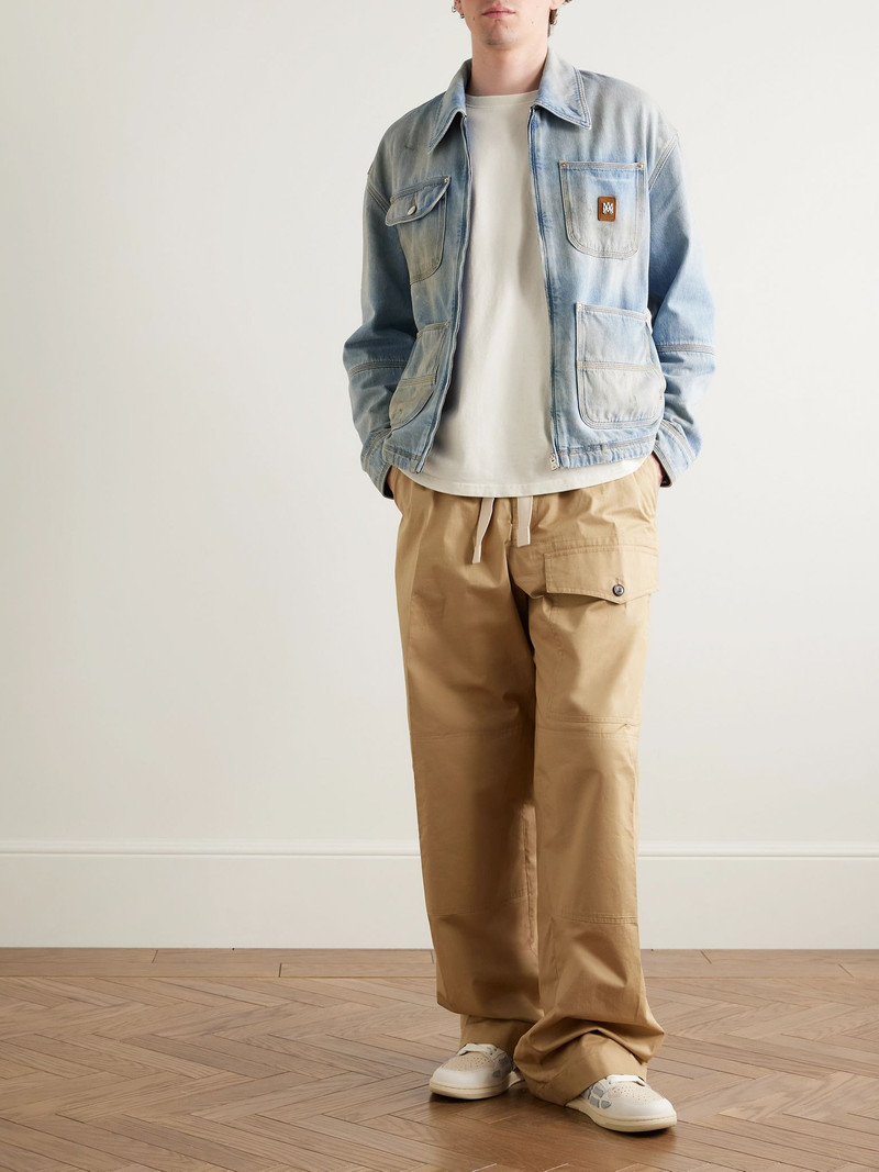 AMIRI Logo-Appliquéd Distressed Denim Jacket Blue outlook