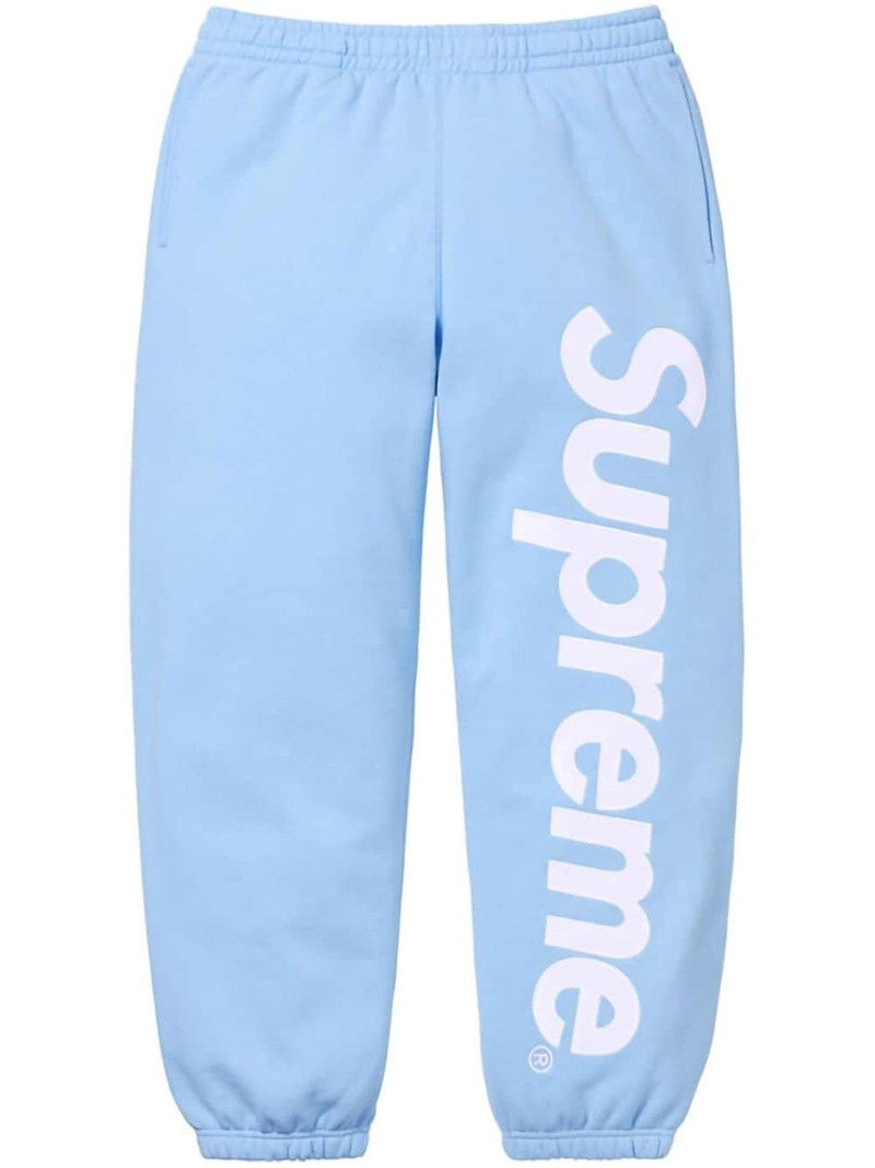 satin-appliqué cotton track pants - 1