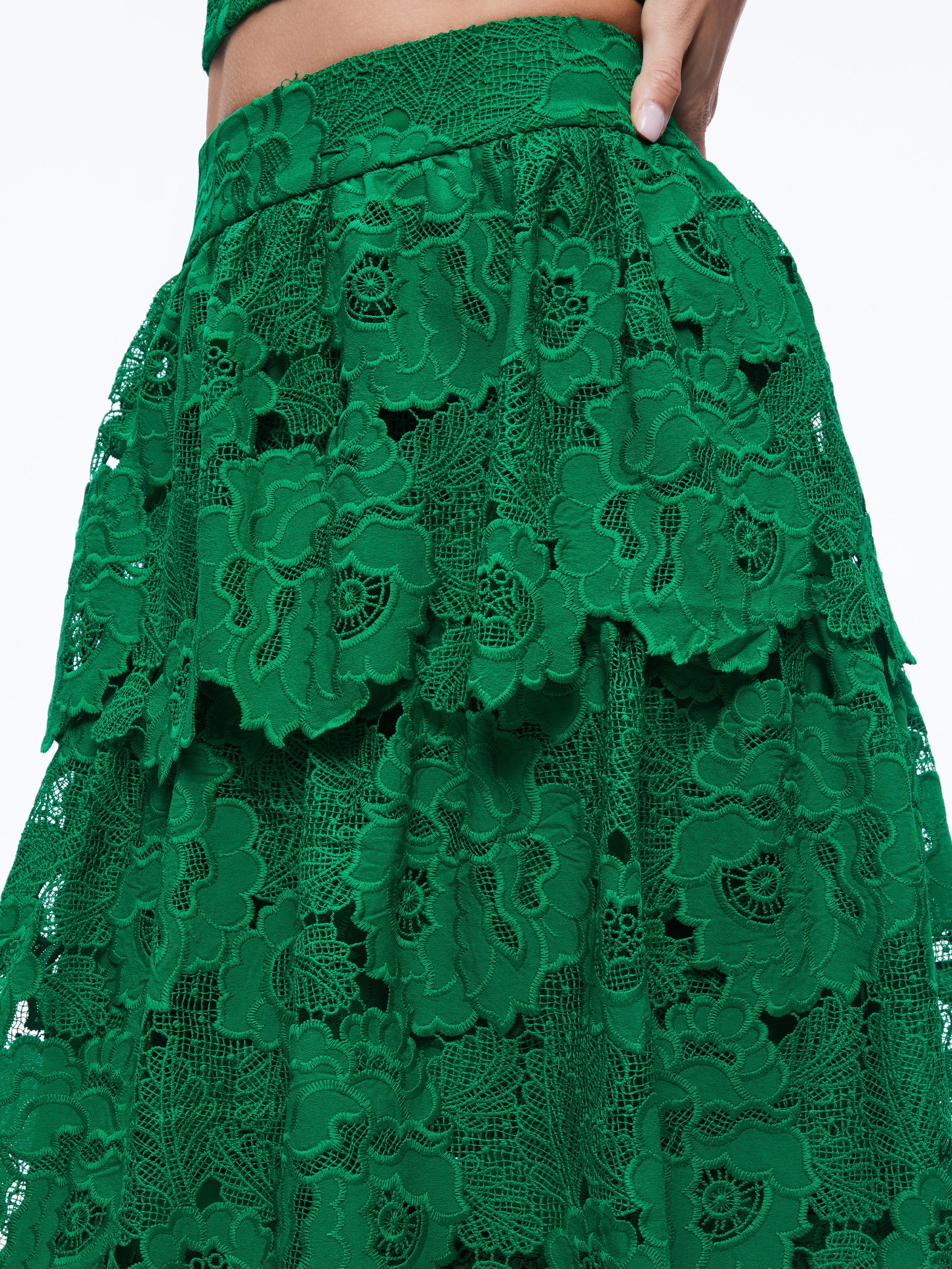 JIA EYELET TIERED RUFFLE MAXI SKIRT - 5