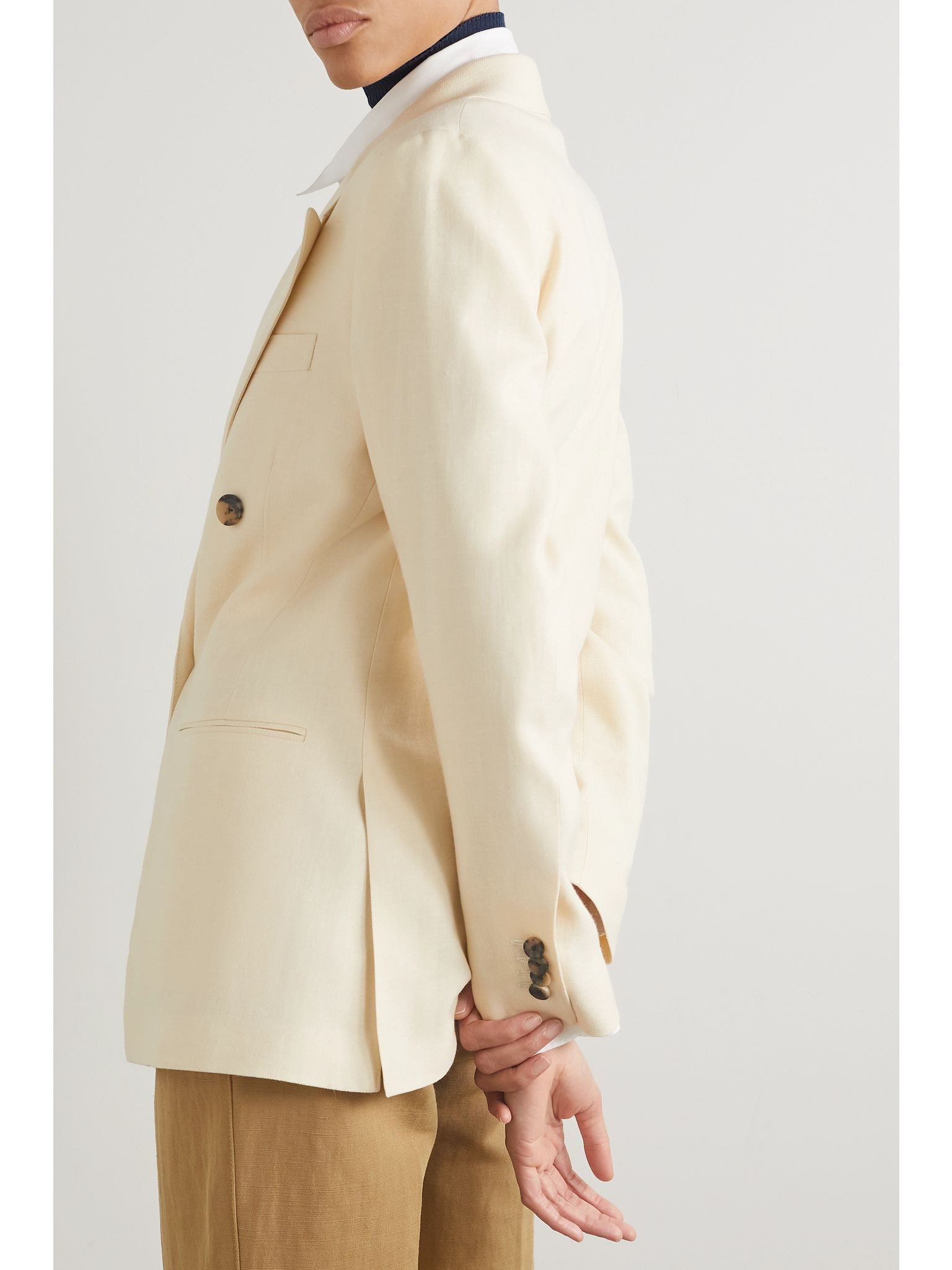 Aurora linen and wool-blend twill blazer White - 3