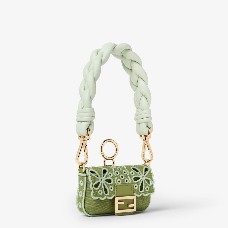 FENDI Nano Baguette Maxi Handle Charm Green openwork canvas charm outlook
