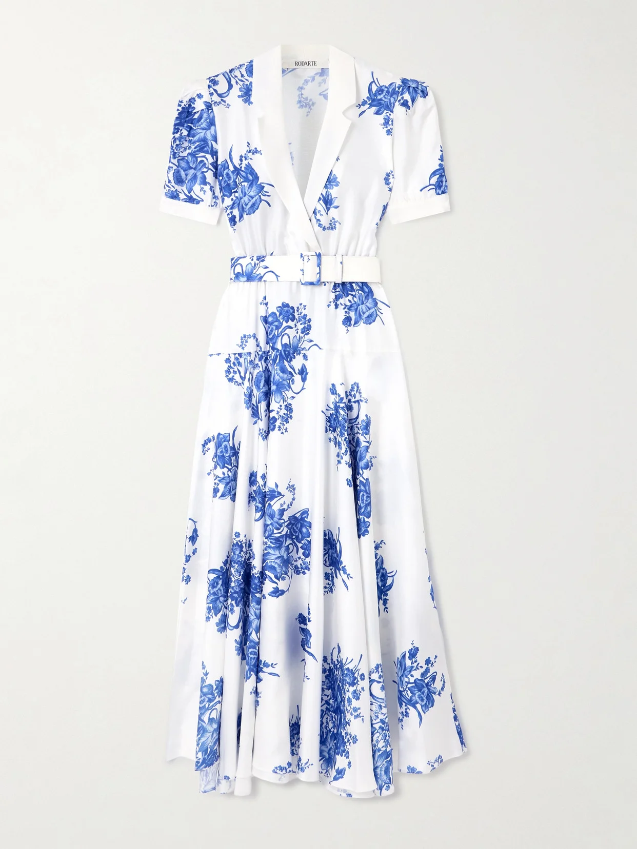 Belted Floral-print Silk-twill Midi Dress - 1