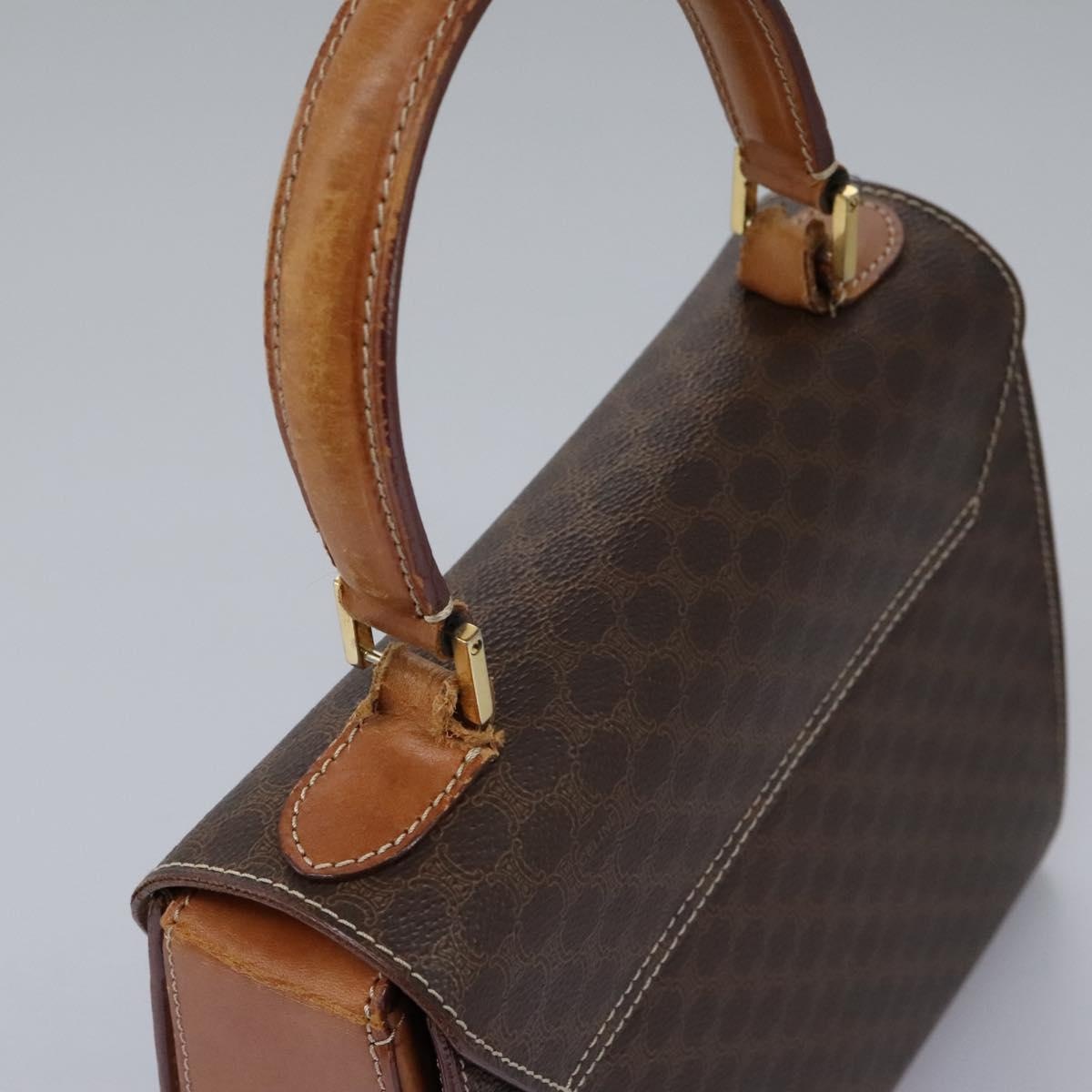 CELINE Macadam Canvas Hand Bag Pvc Leather Brown Gold - 6