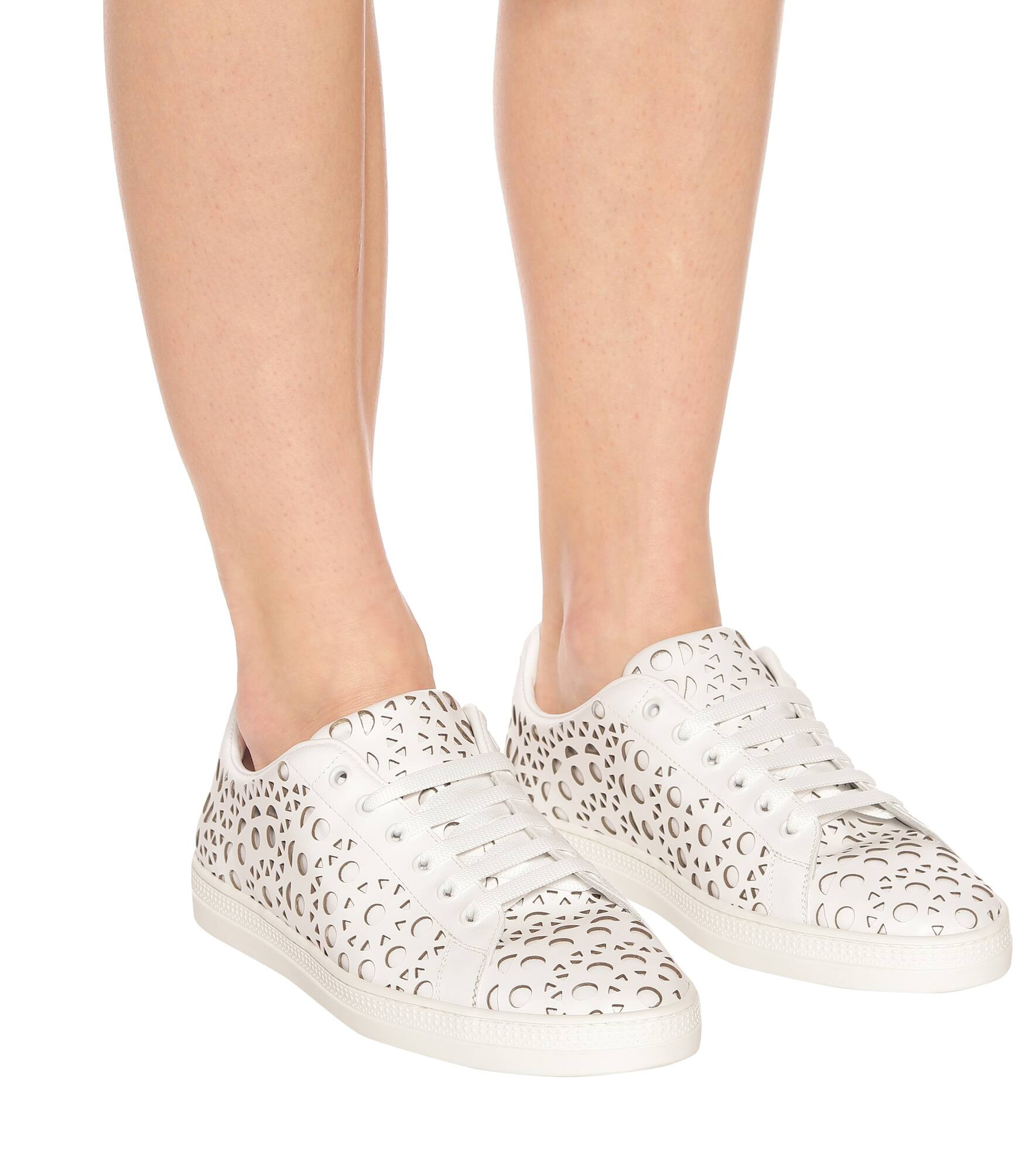 Laser-cut leather sneakers - 4