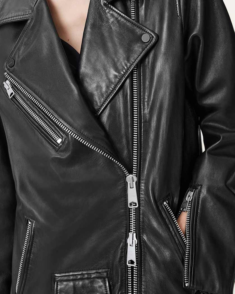 BILLIE RELAXED FIT LEATHER BIKER JACKET 7