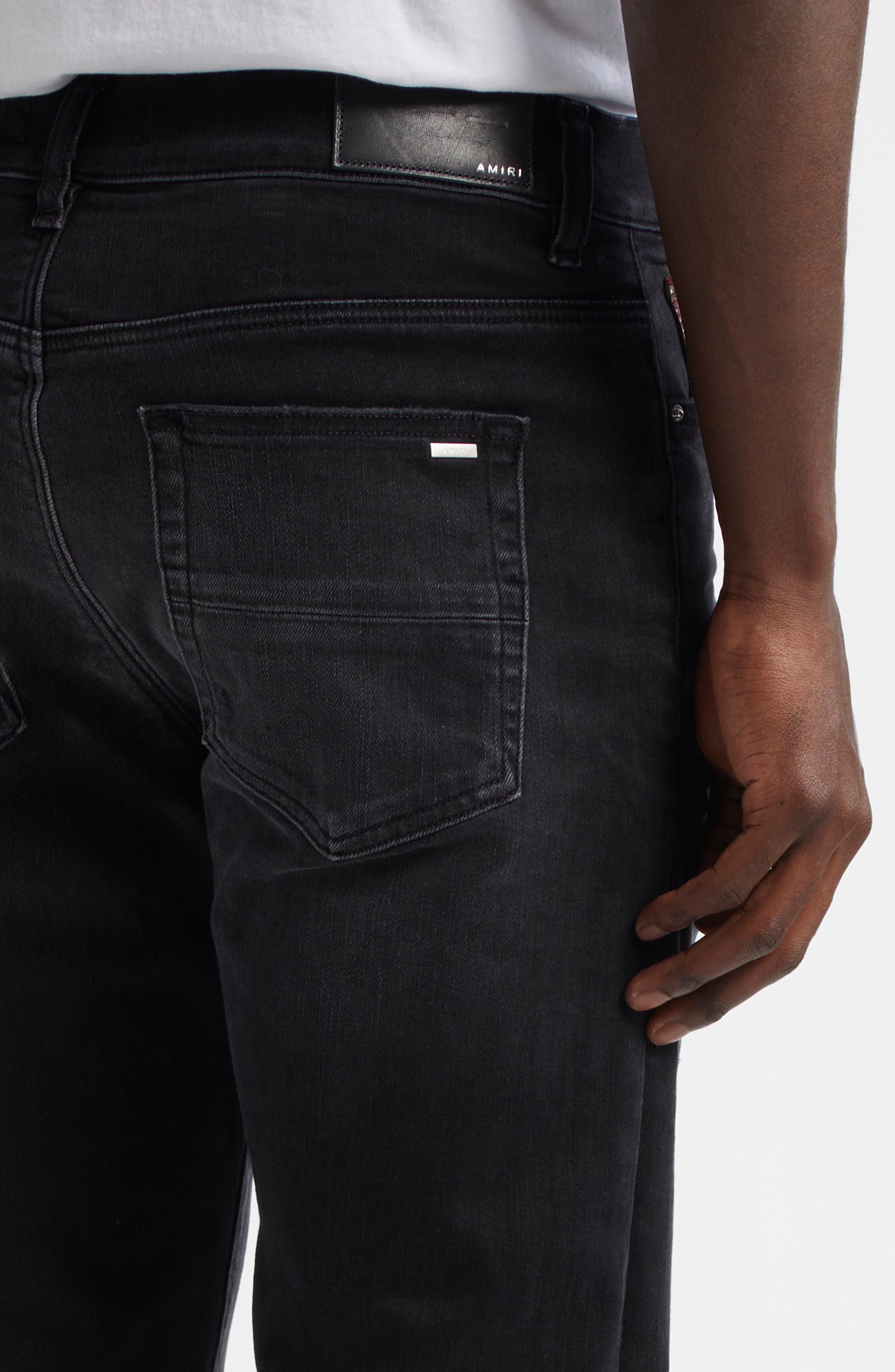 AMIRI Bandana Repaired Slim Fit Jeans in Vintage Black at Nordstrom - 5