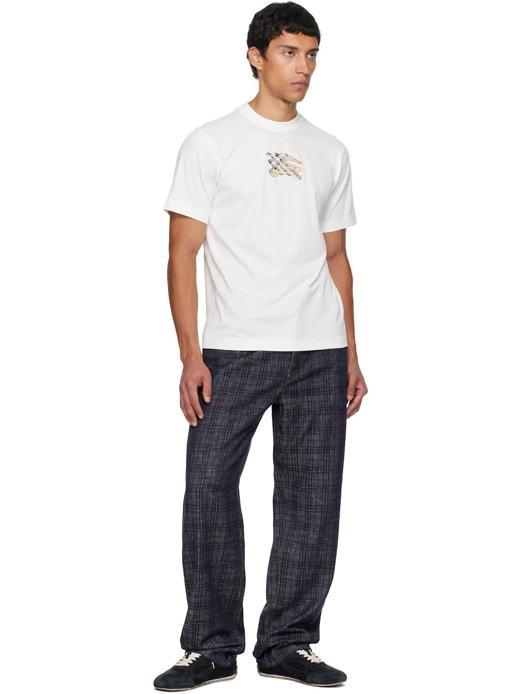 White EKD Check Cotton T-shirt - 4