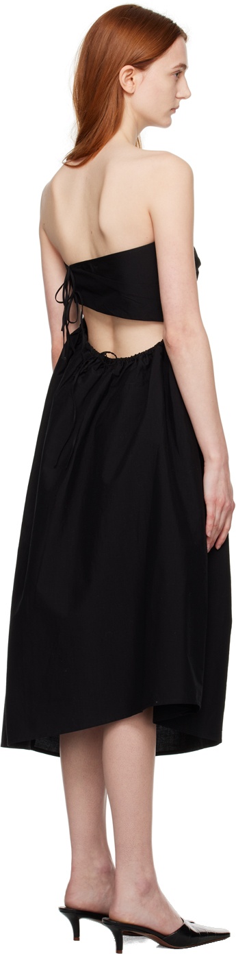 Black Strapless Midi Dress - 3