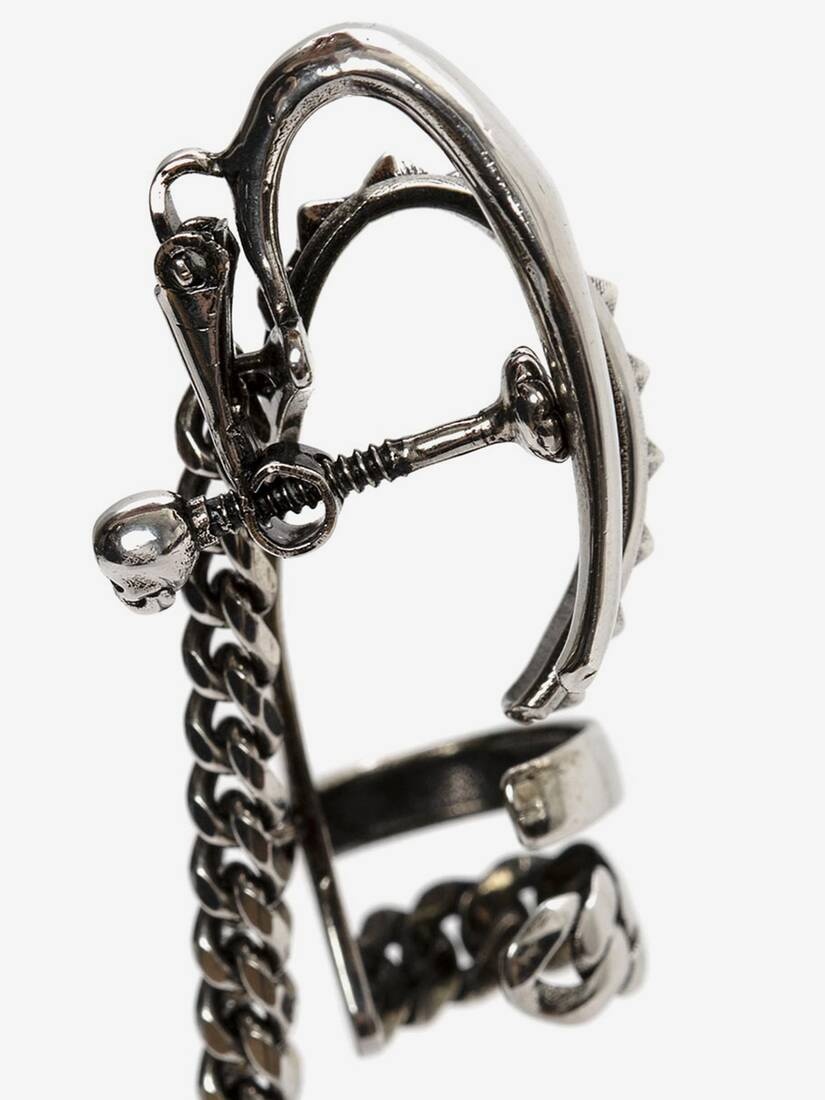 Punk Stud Chain Ear Cuff in Antique Silver - 2