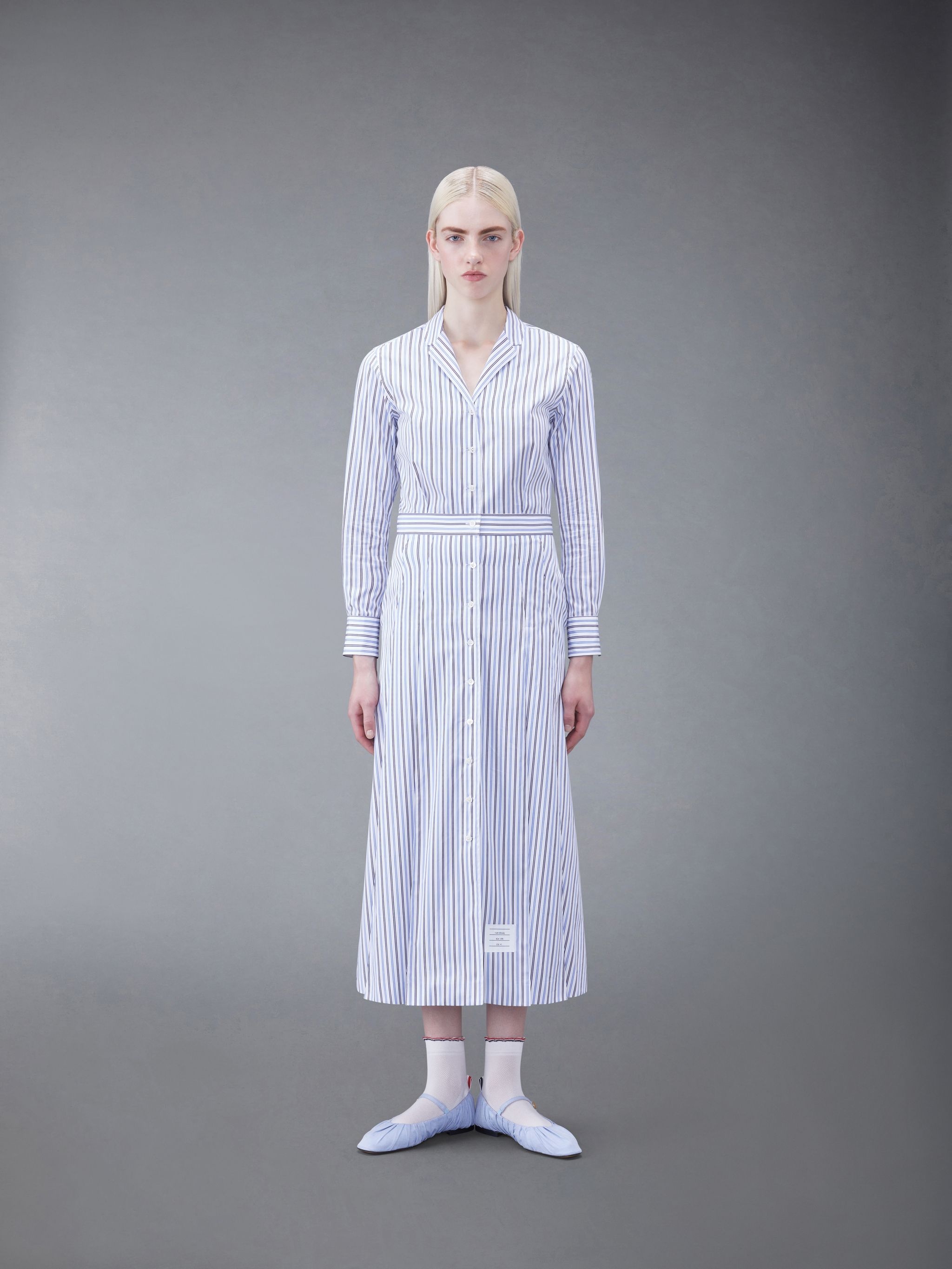 Stripe Poplin Midi A-Line Shirtdress - 1