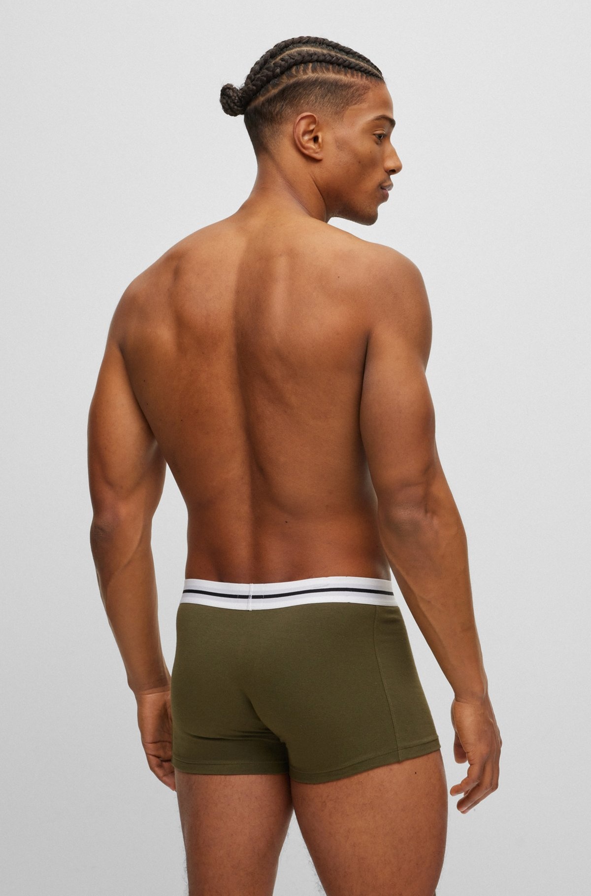 THREE-PACK OF STRETCH-COTTON TRUNKS WITH LOGO WAISTBANDS - 3