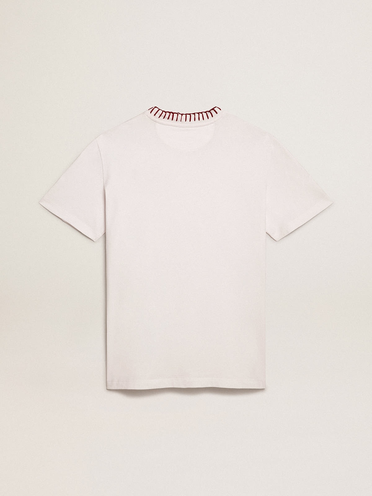 White cotton T-shirt with hand embroidery - 3