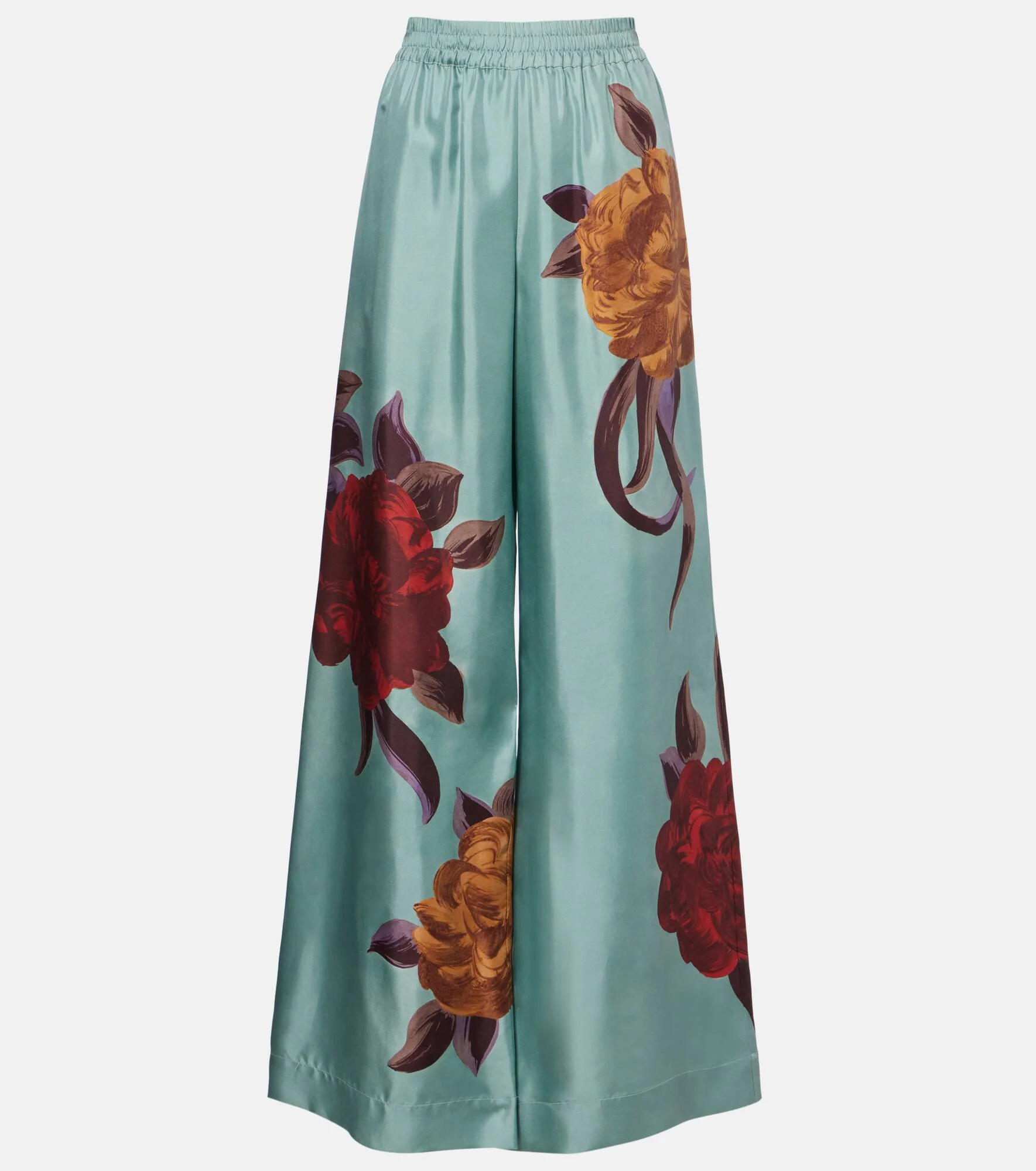 Floral silk palazzo pants - 1