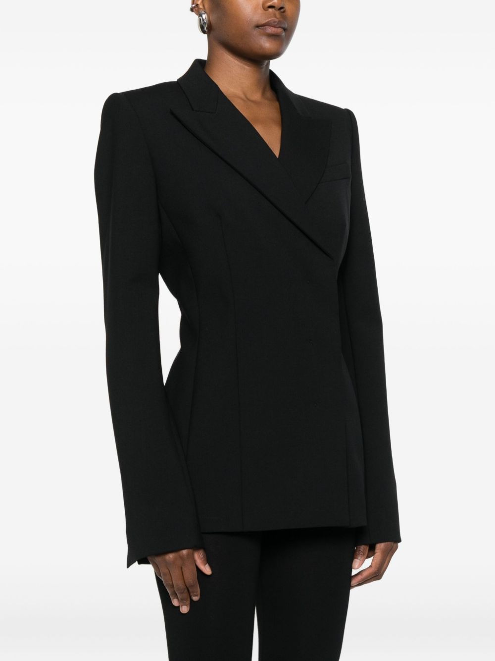 peak-lapels wool-blend blazer - 3