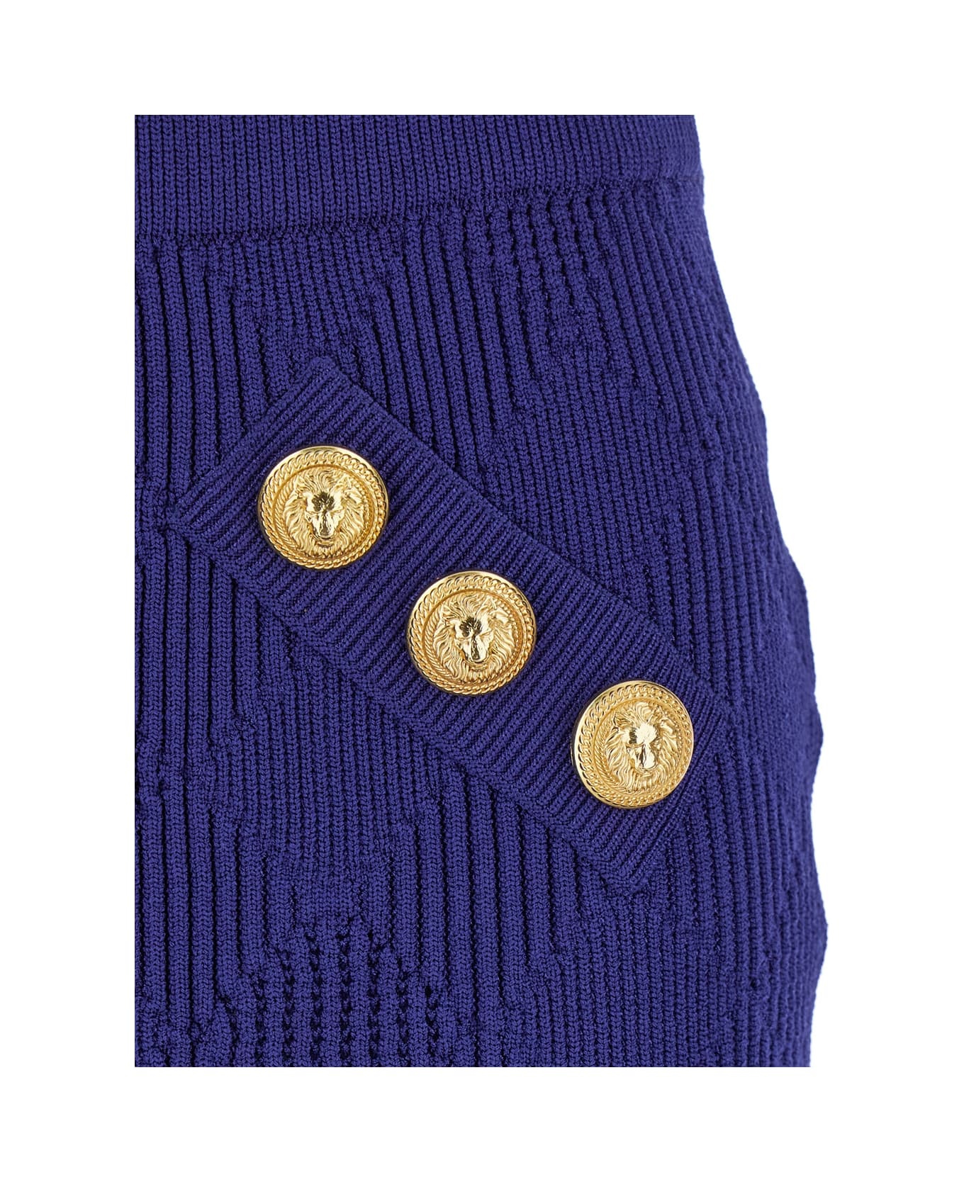 Blue Mini Skirt With Jewel Buttons In Viscose Blend Woman - 3