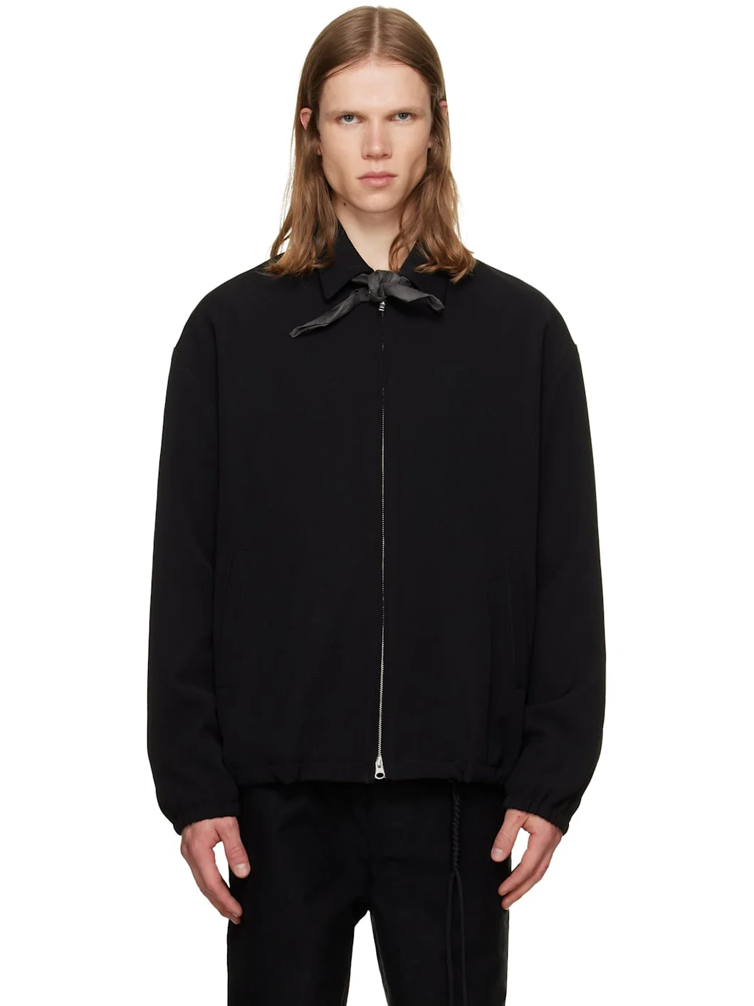 Black Slim Poly Gab Coach Jacket - 1