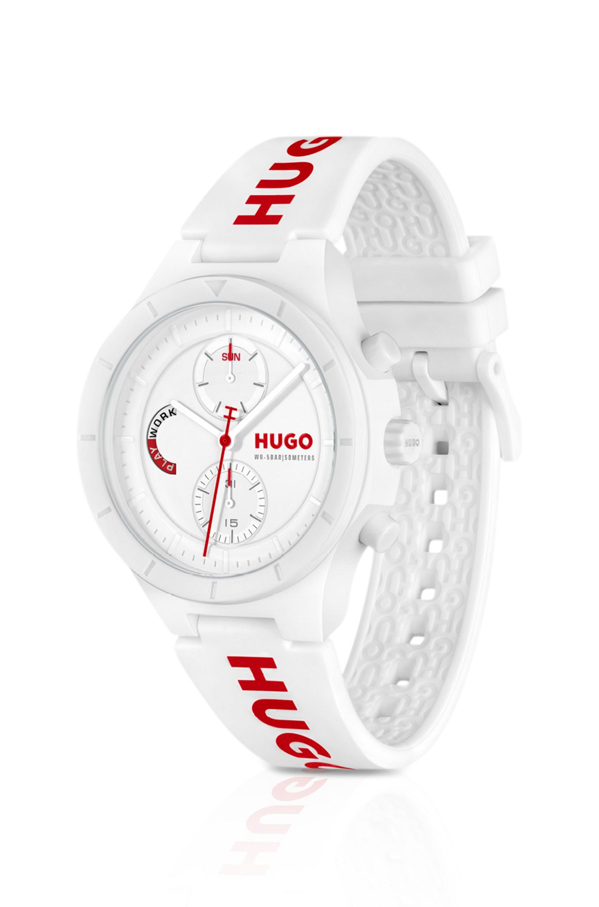 WHITE WATCH WITH SILICONE LOGO STRAP - 2