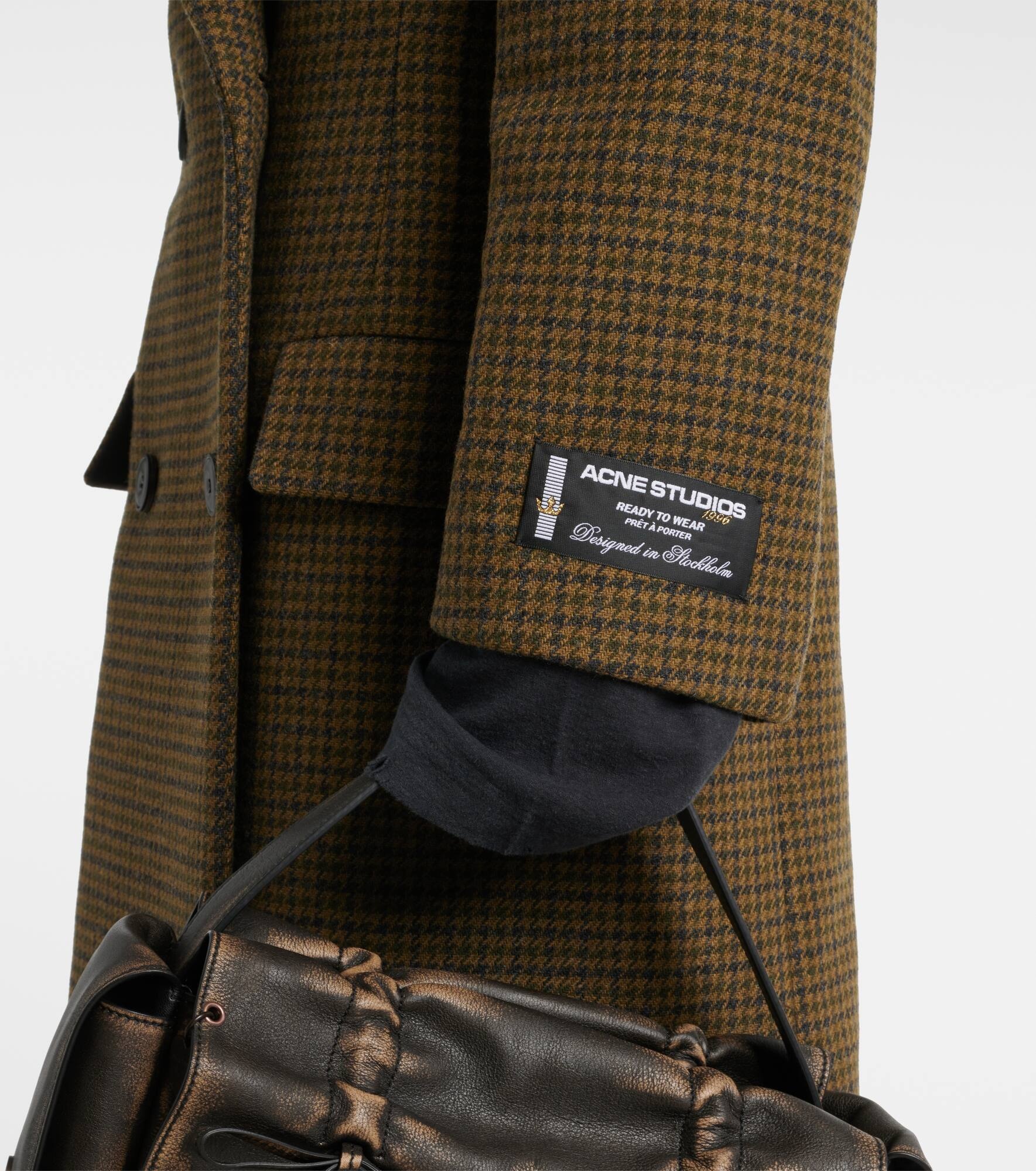 Checked double-breasted wool-blend coat - 5