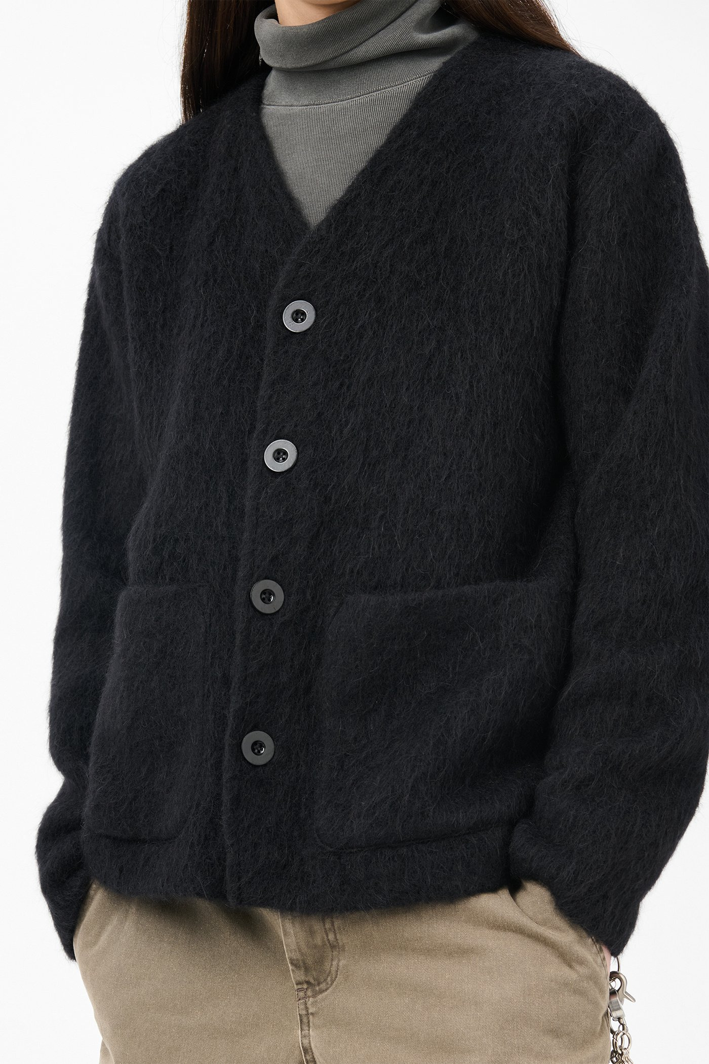 Cardigan Black Mohair - 4