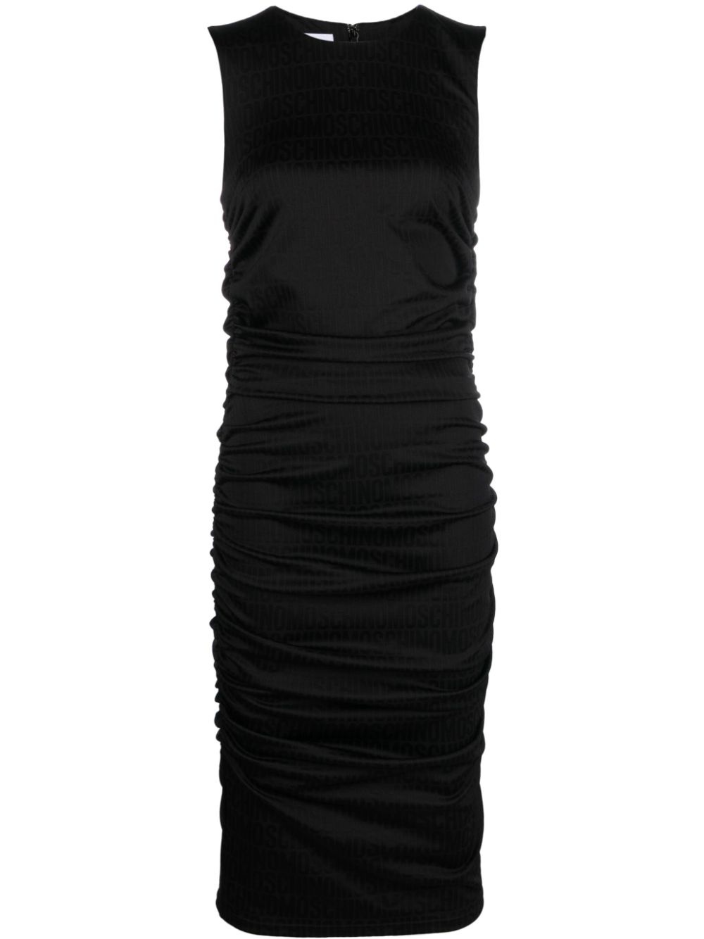 logo-jacquard ruched midi dress - 1