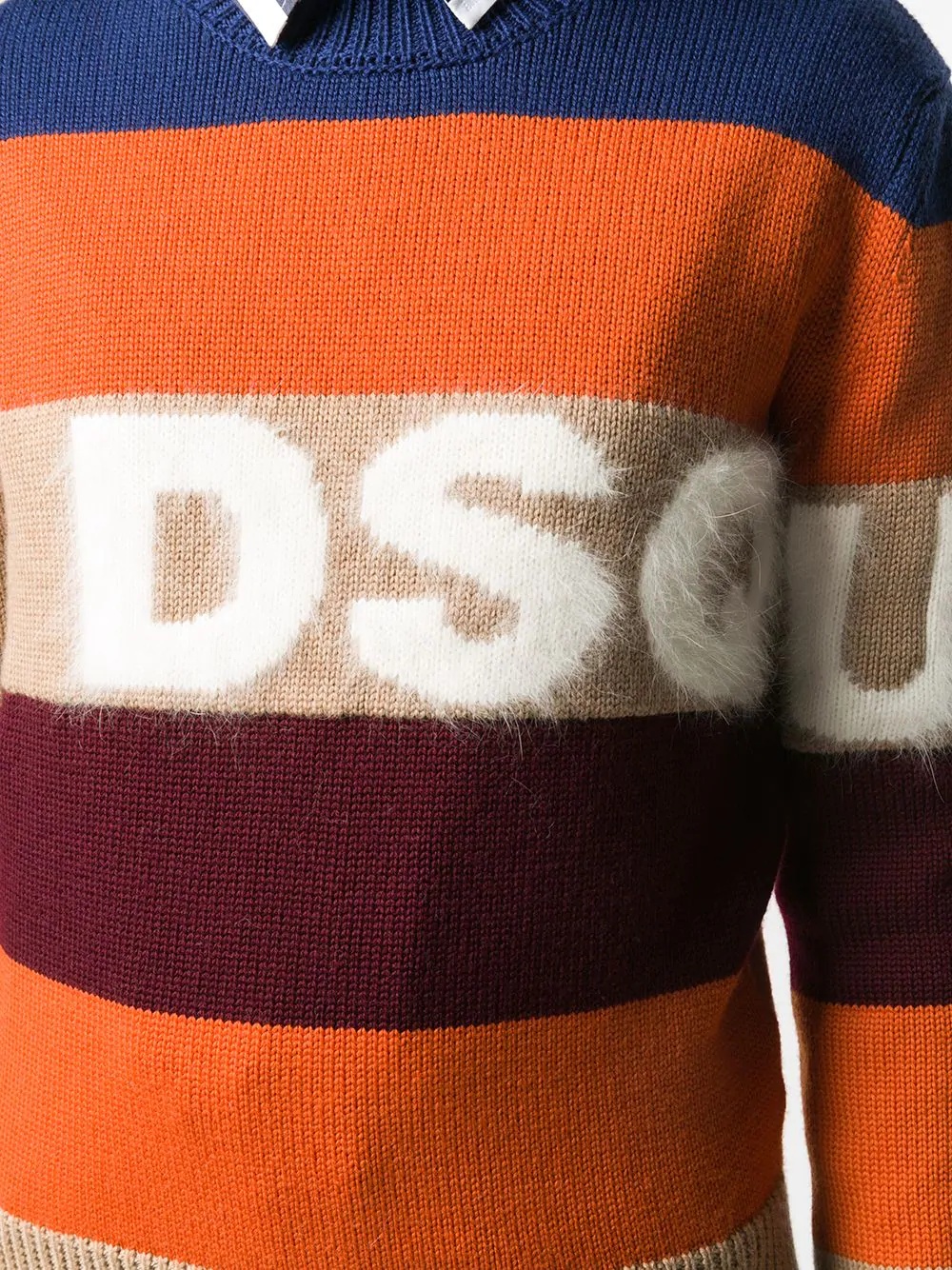 striped wool blend logo jumper - 5