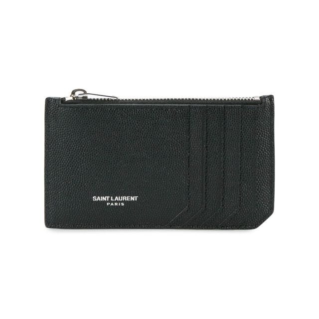 Black leather rectangular card holder - 1