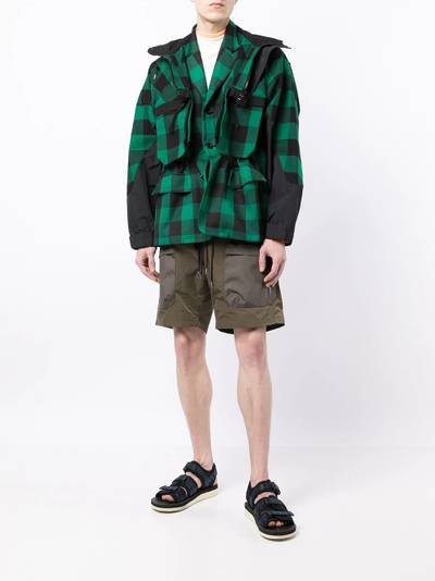 sacai plaid-pattern hooded jacket outlook