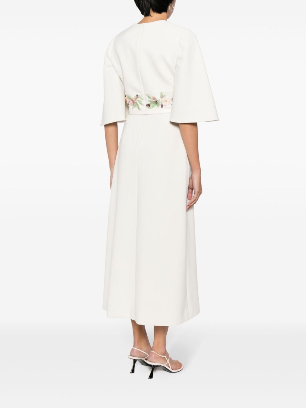 floral-appliquÃ© midi dress - 4