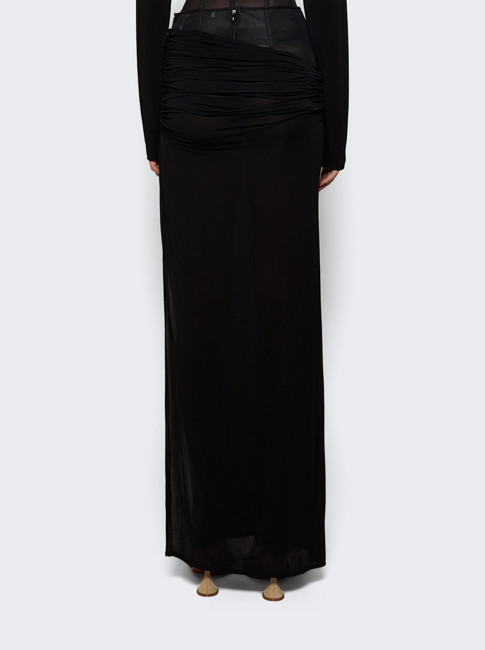 Coiled Jersey Corseted Skirt Black - 4