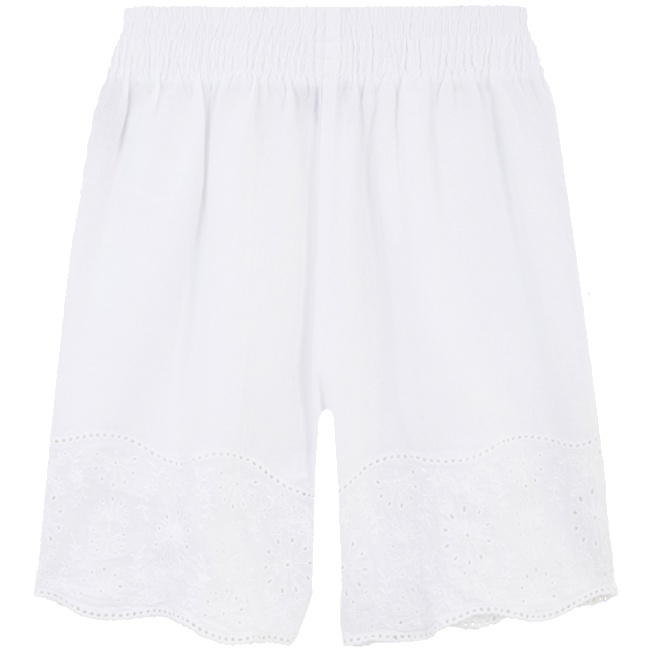 Women Linen Bermuda Shorts Broderies Anglaises - 2