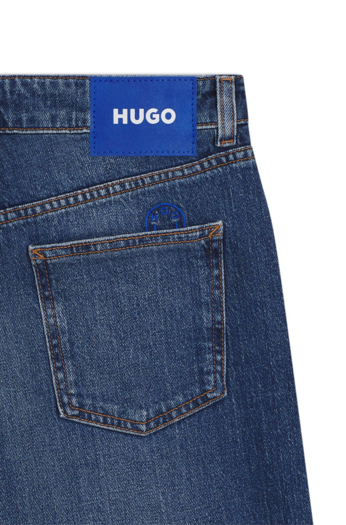 LONG-LENGTH STRAIGHT-FIT JEANS IN BLUE STRETCH DENIM - 6