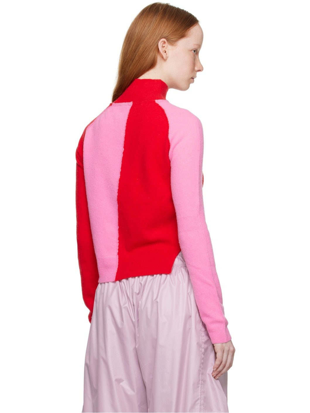 Pink & Red Patched Turtleneck - 3