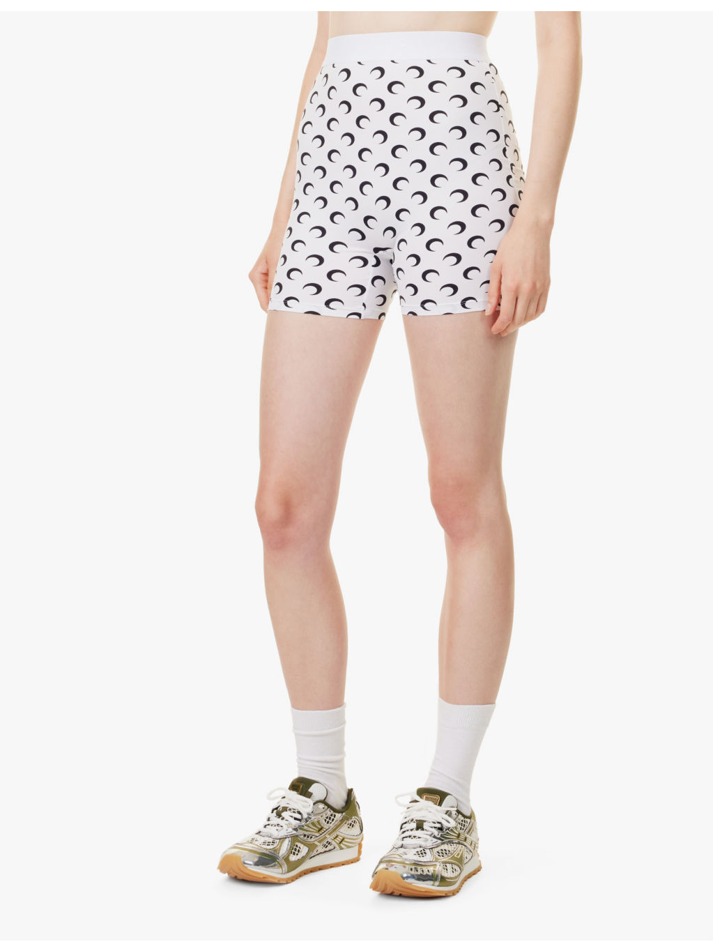 Moon-print high-rise recycled stretch-jersey shorts - 3