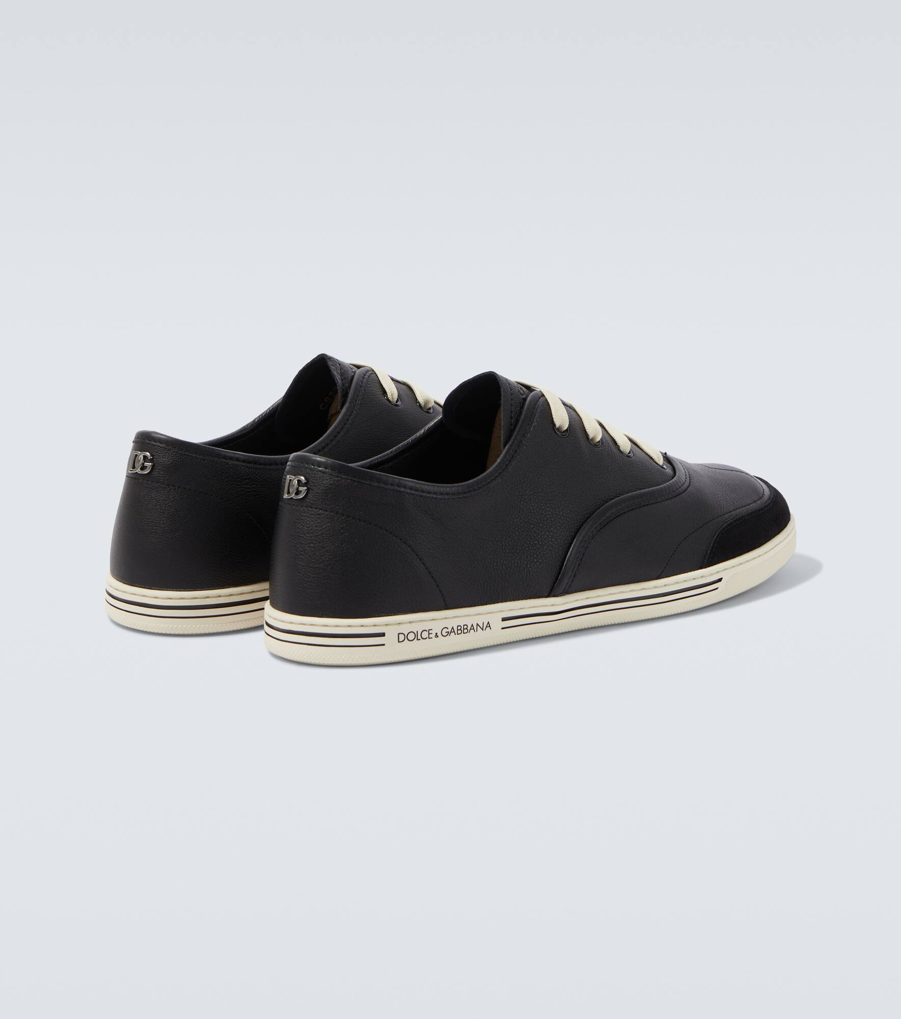 Suede-trimmed leather sneakers - 6