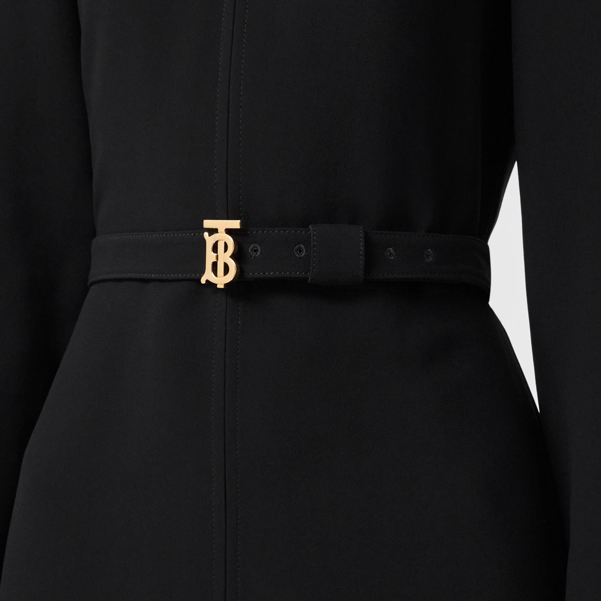 Long-sleeve Monogram Motif Belted Dress - 5