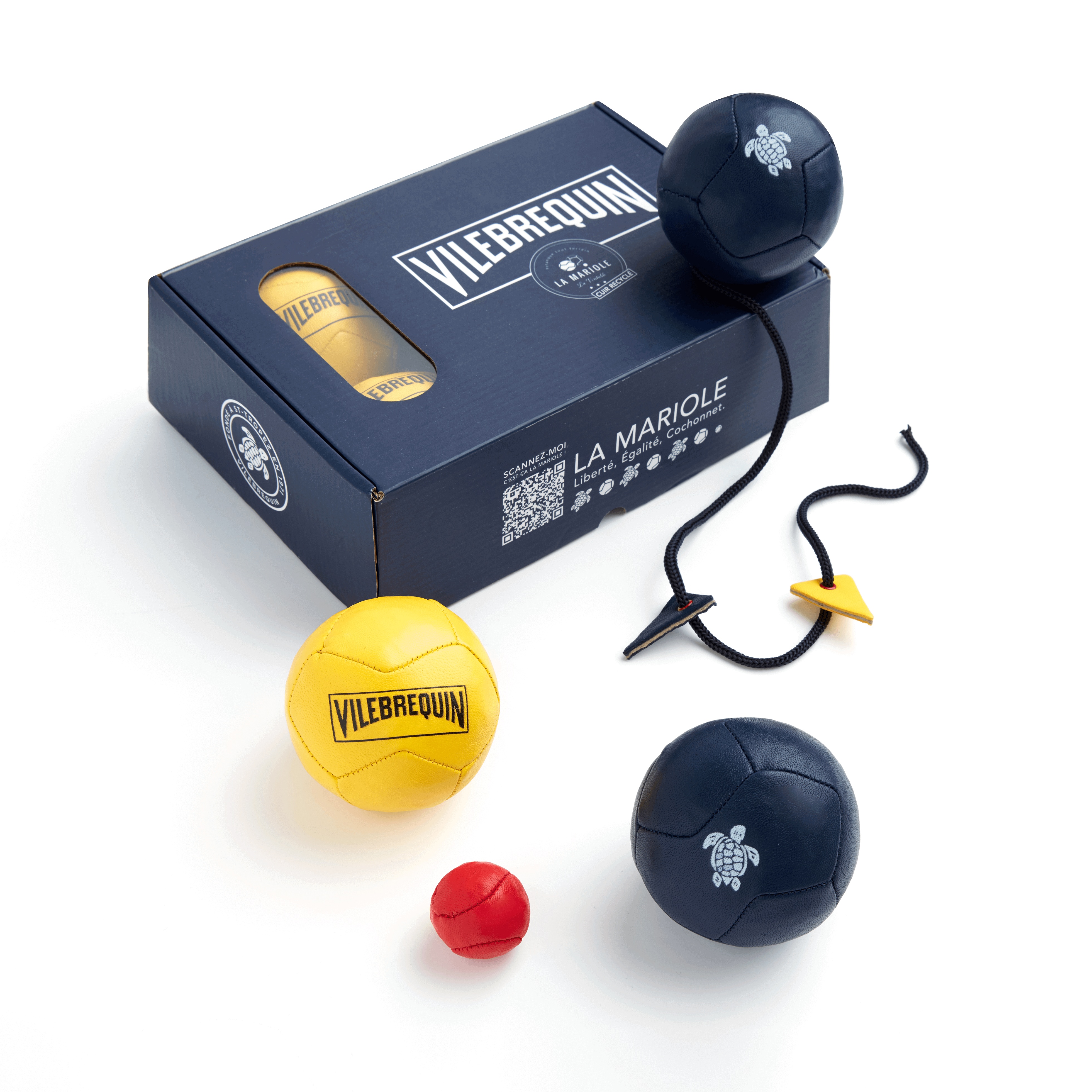 Navy Blue Recycled Leather Petanque Boules - Vilebrequin x La Mariole - 2