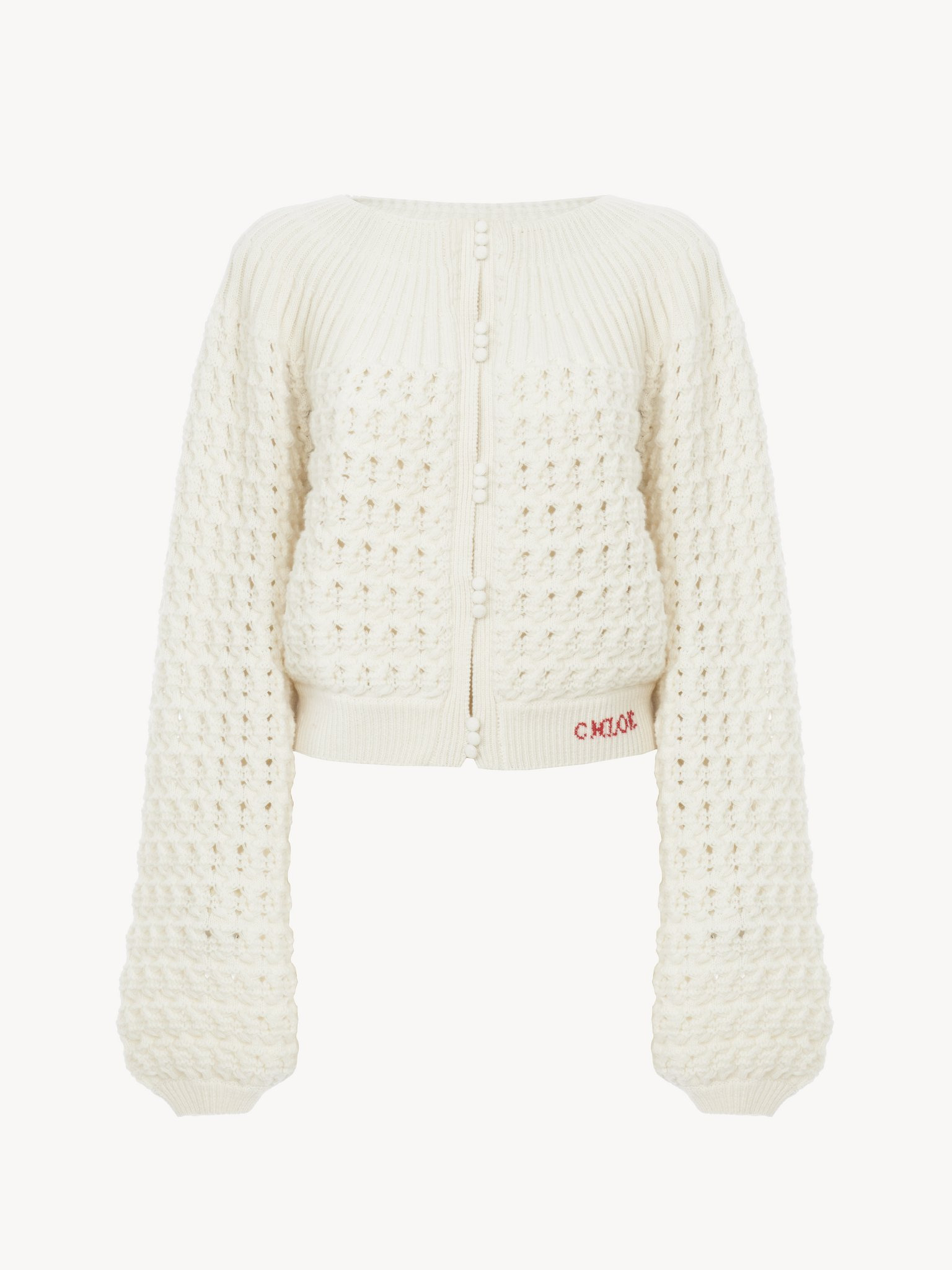 ROUND-NECK CARDIGAN IN A WOOL & CASHMERE KNIT - 2