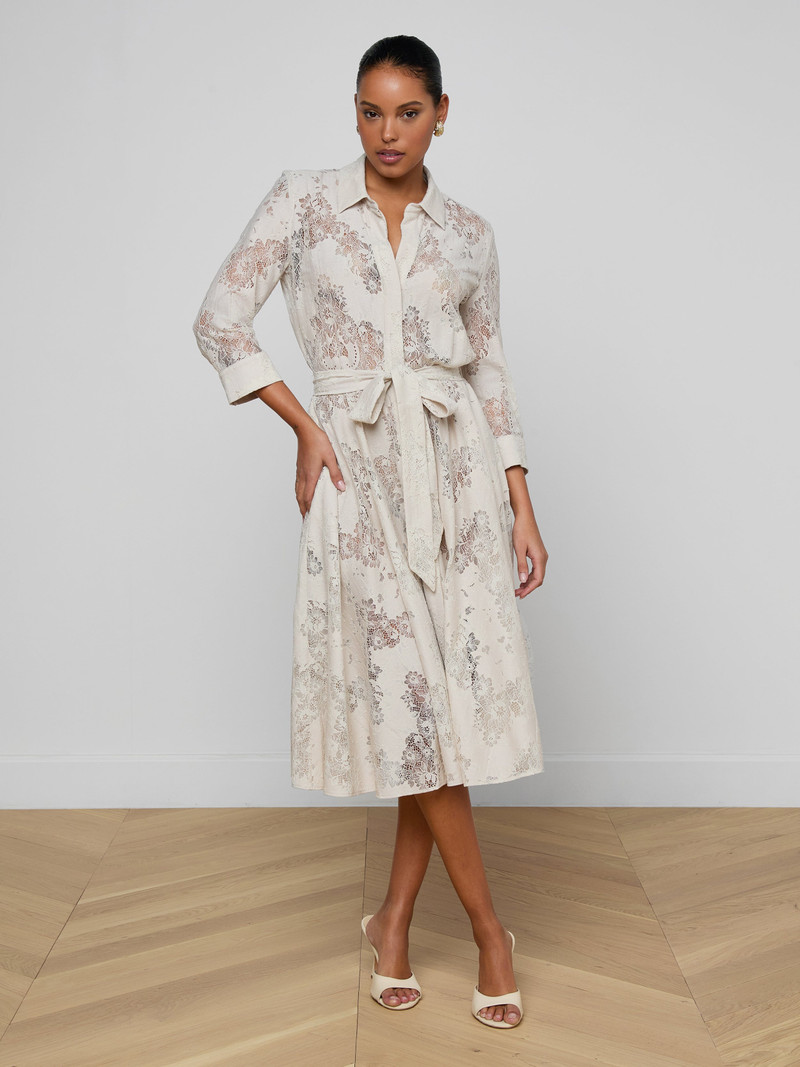 L'AGENCE Ralphie Lace Midi Dress outlook