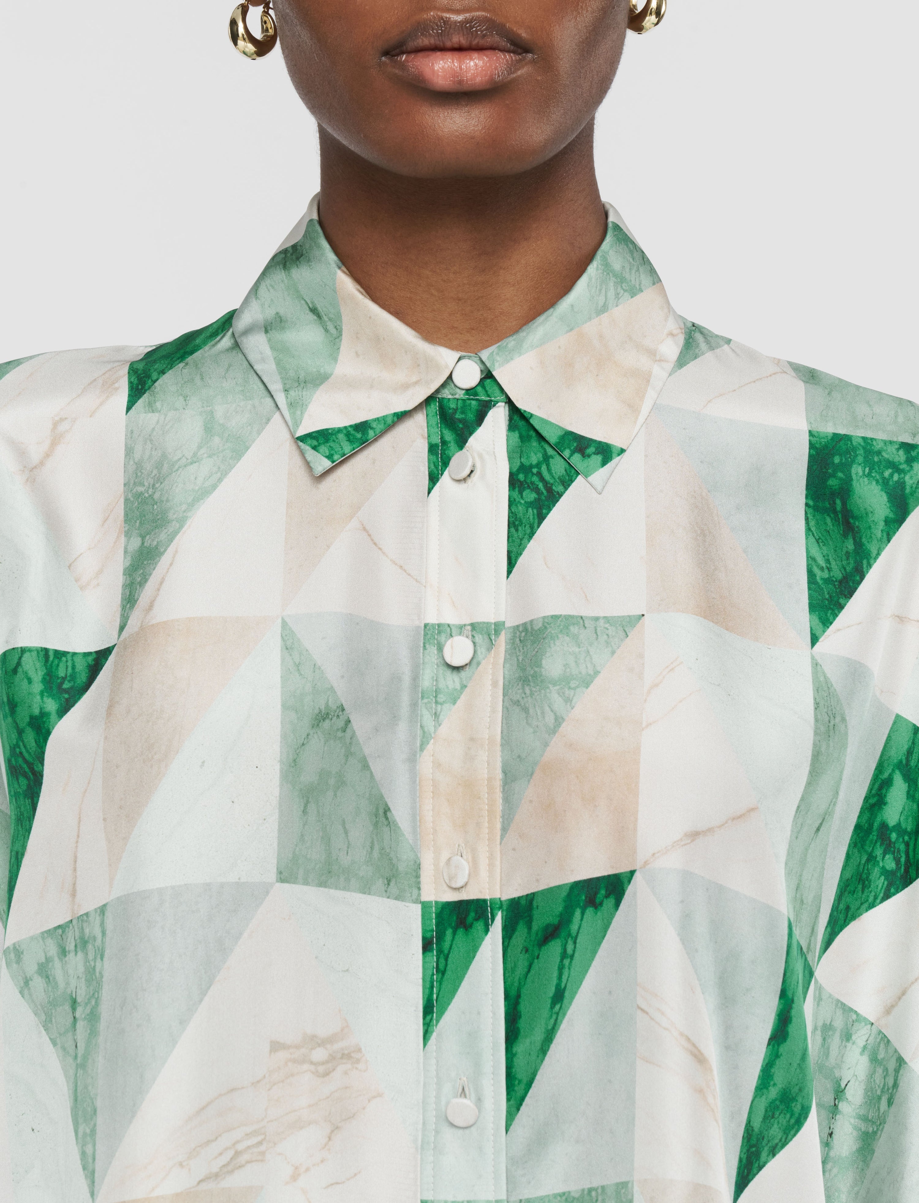 Arcole Marble Print Silk Shirt - 5