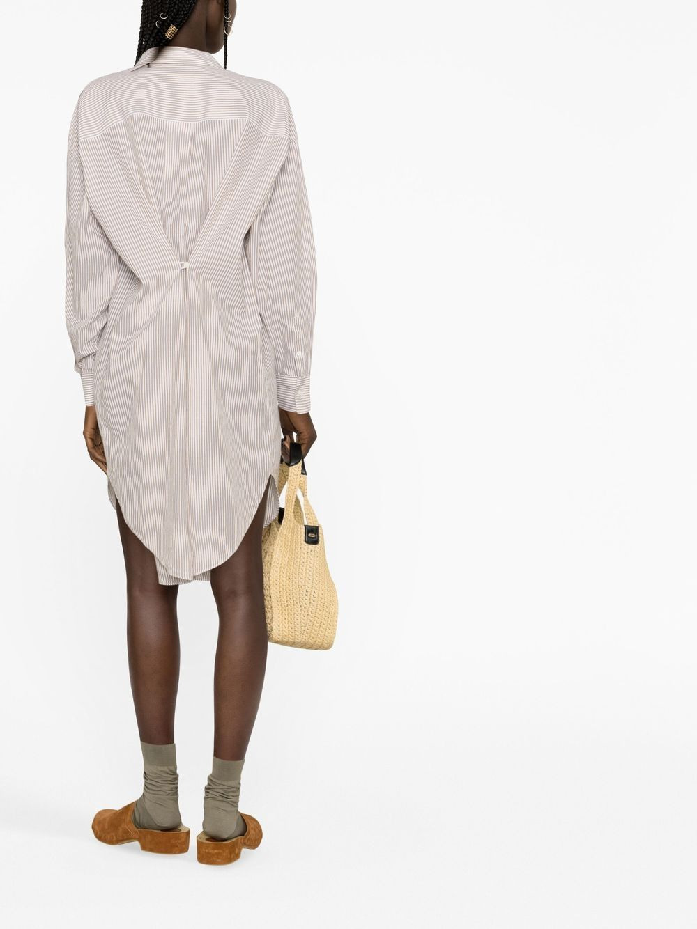 striped cotton shirt dress - 4