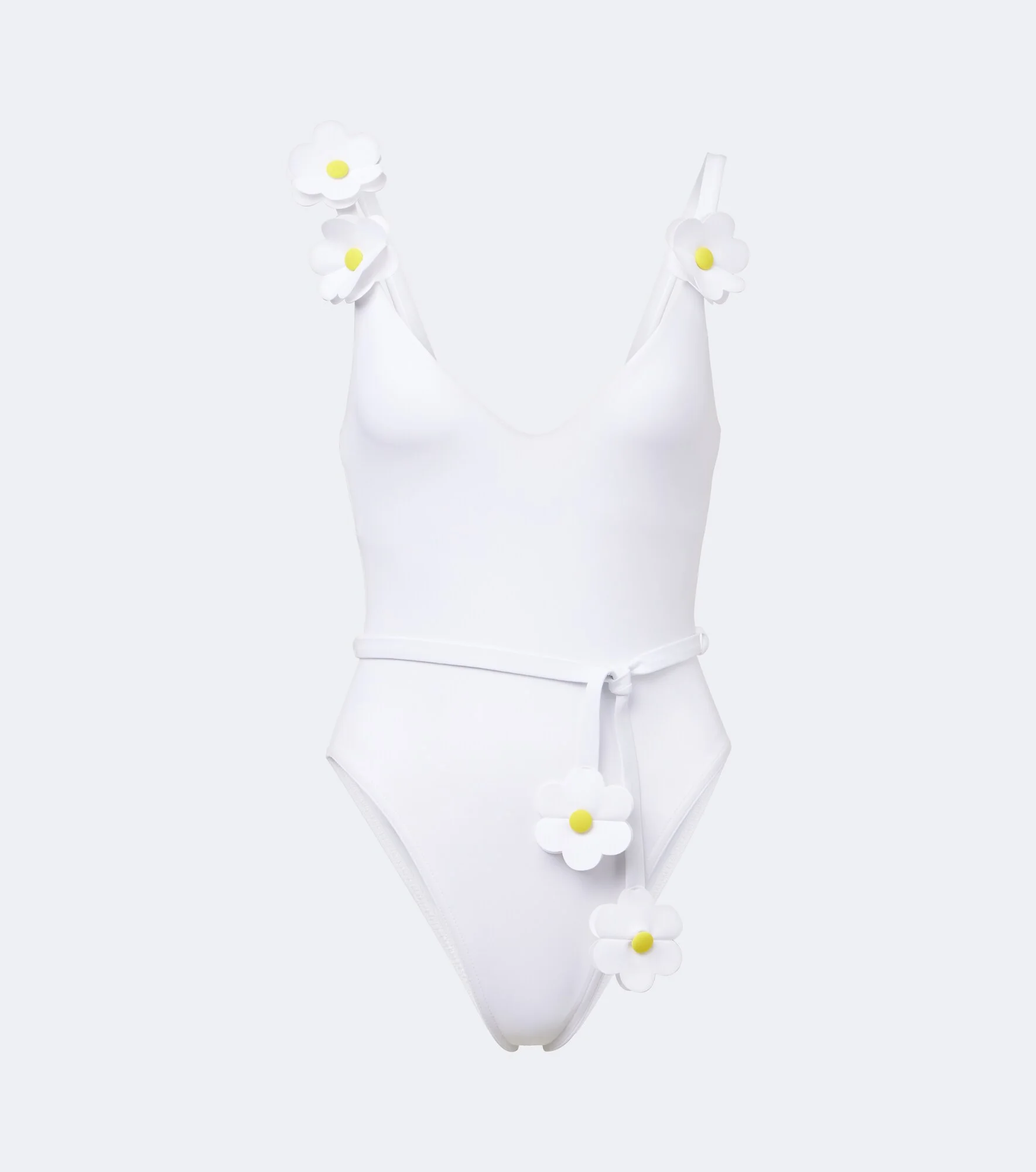 Juliet belted floral-appliqué swimsuit - 1