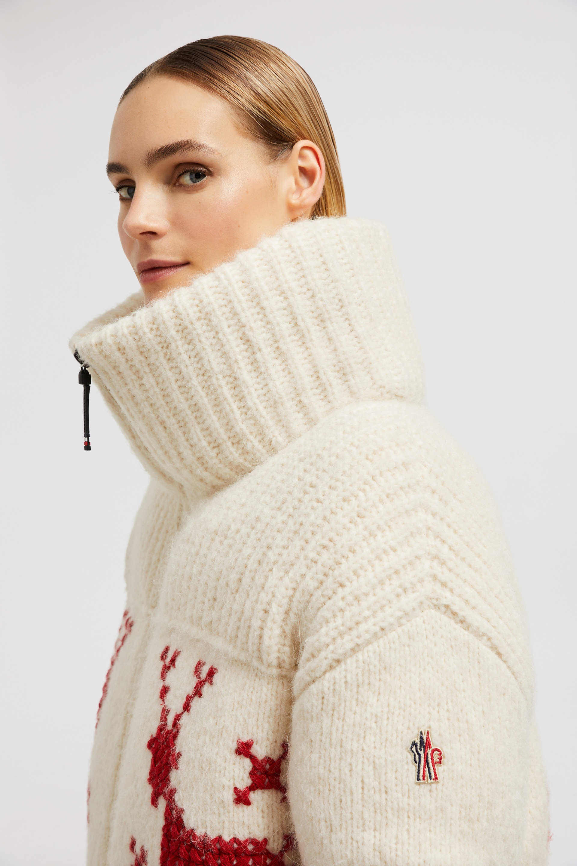 Hand-Embroidered Down-Filled Wool Cardigan - 4
