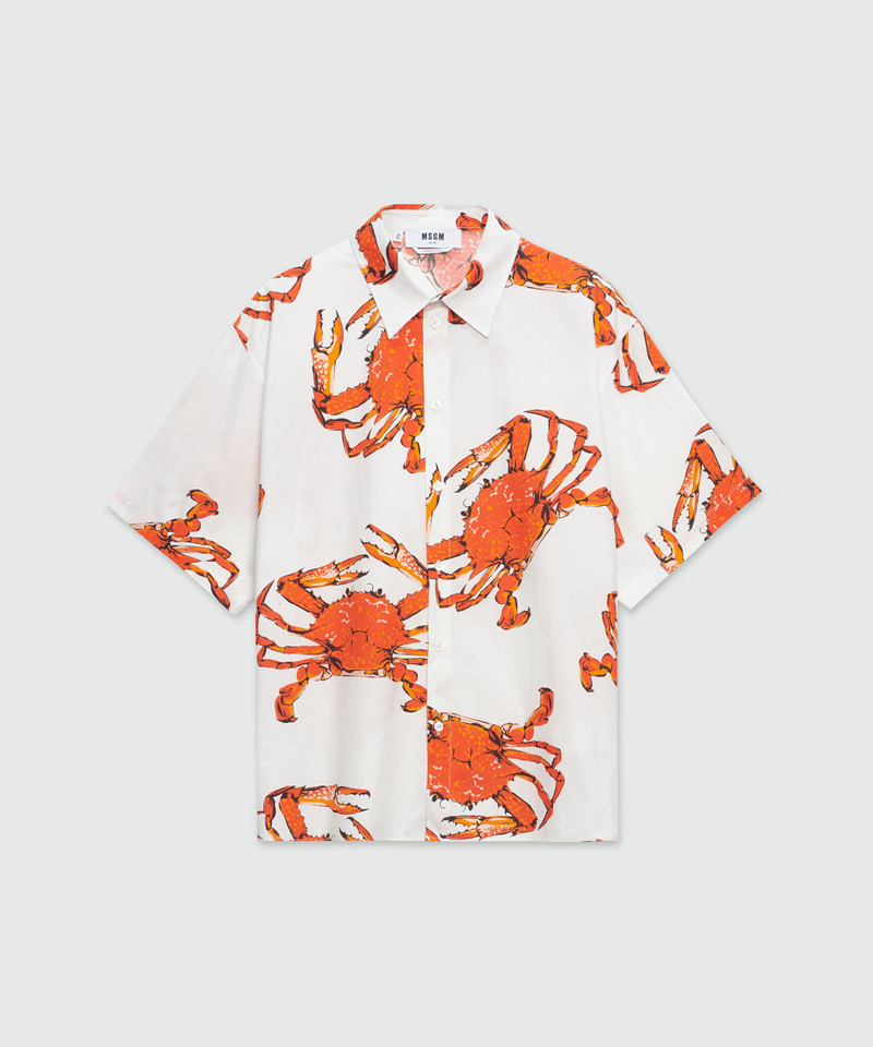 White poplin shirt with "King crab" print - 1