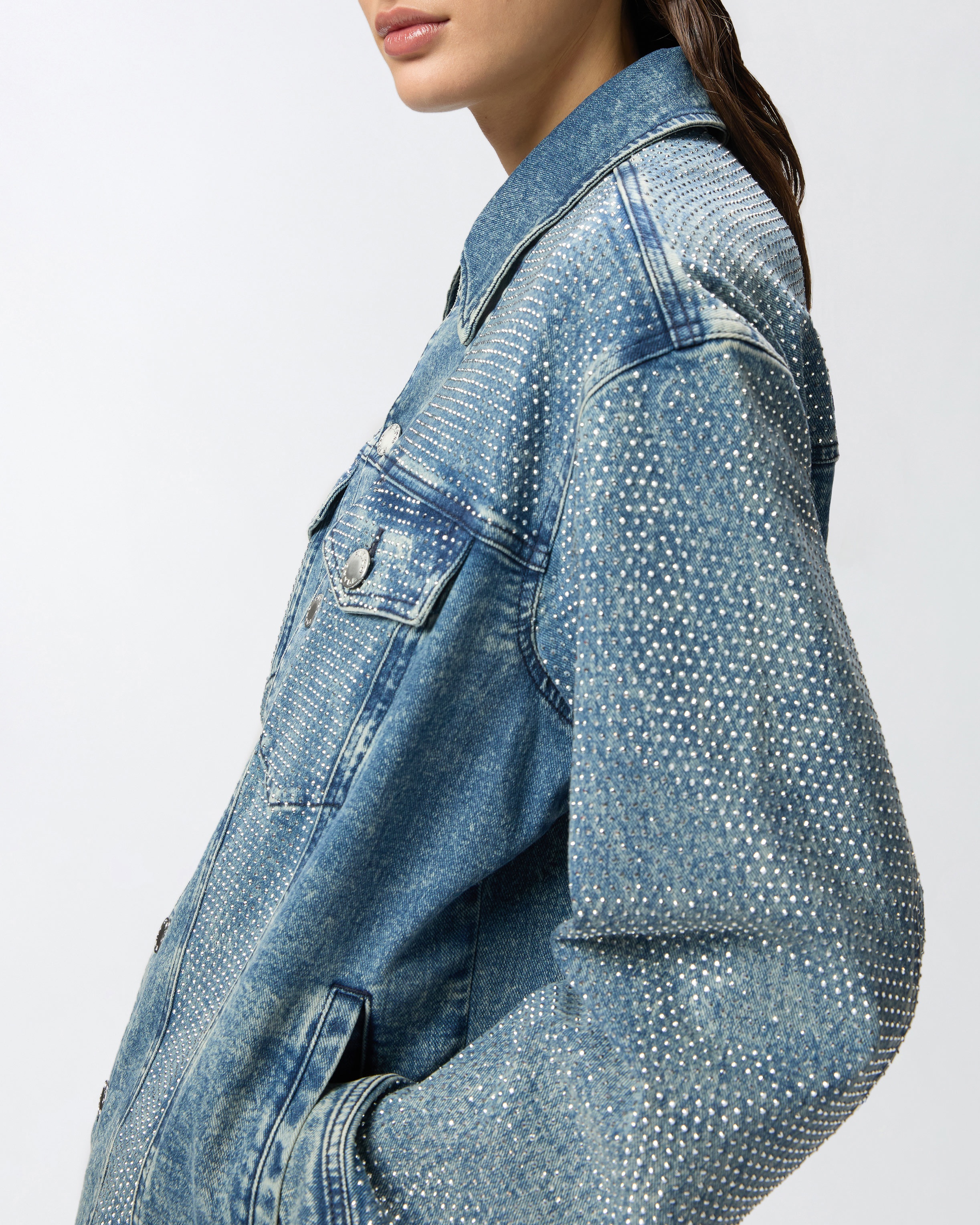 DENIM JACKET WITH RHINESTONES AND STUDS - 5