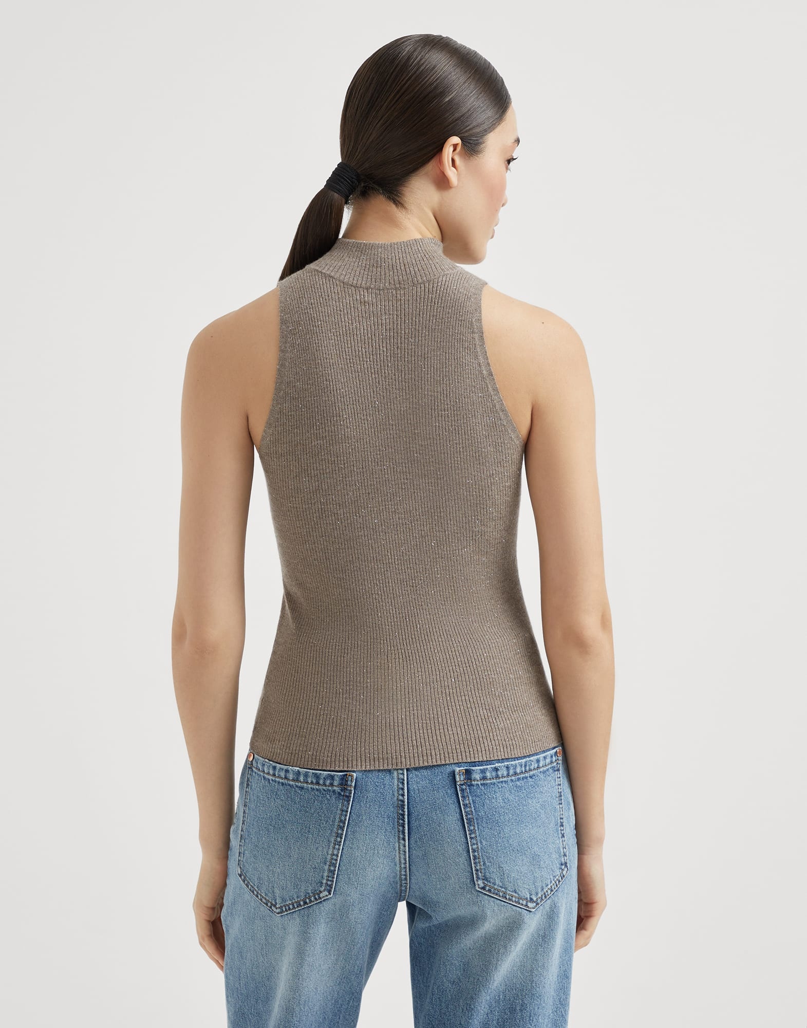 Sparkling cashmere lightweight rib knit top - 2