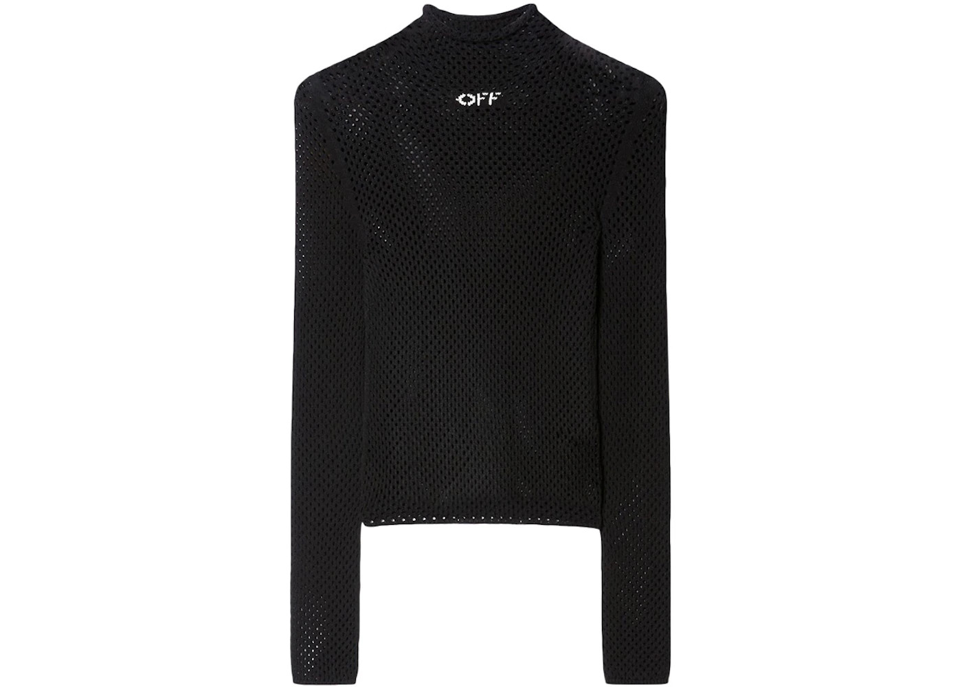 OFF-WHITE Logo-Print Open-Knit Turtleneck Black - 1