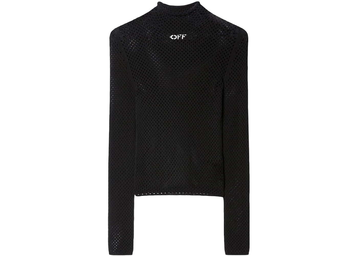OFF-WHITE Logo-Print Open-Knit Turtleneck Black - 1