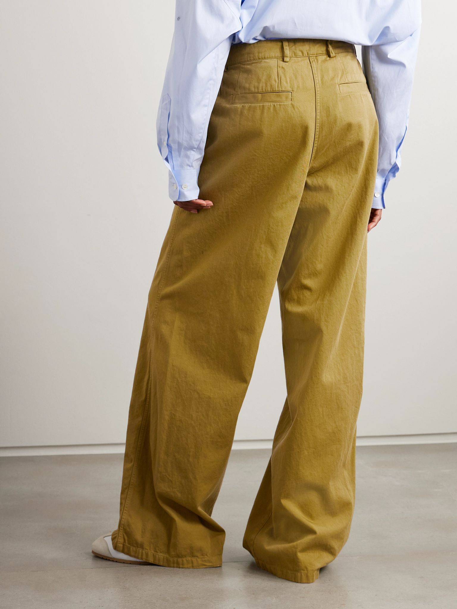 Cotton-twill wide-leg pants Mustard - 4