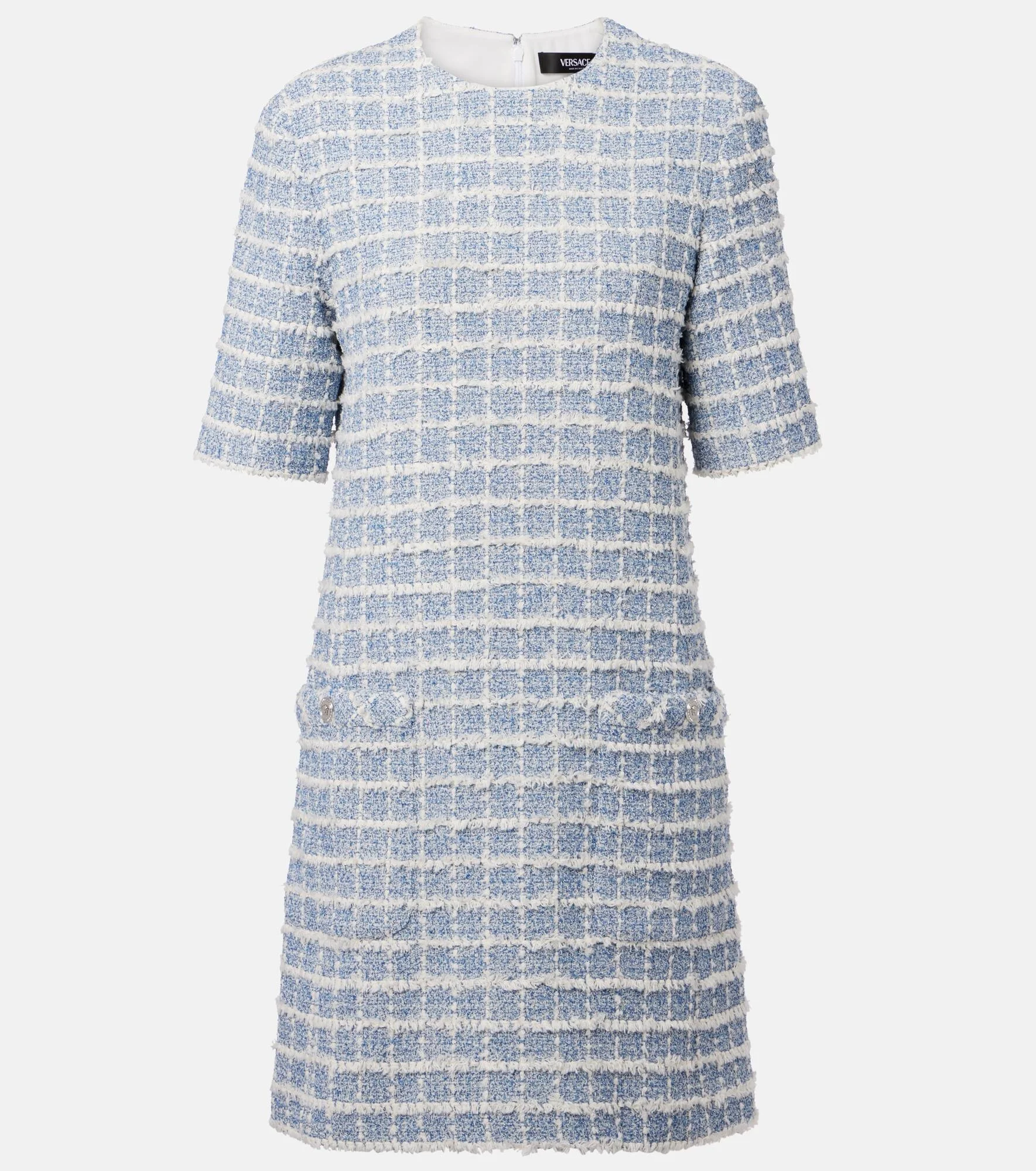 Checked cotton-blend tweed minidress - 1
