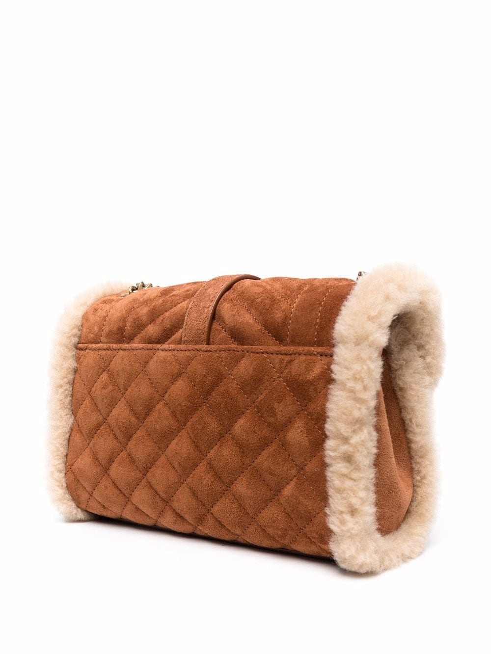 Envelope shearling-trimmed shoulder bag - 3